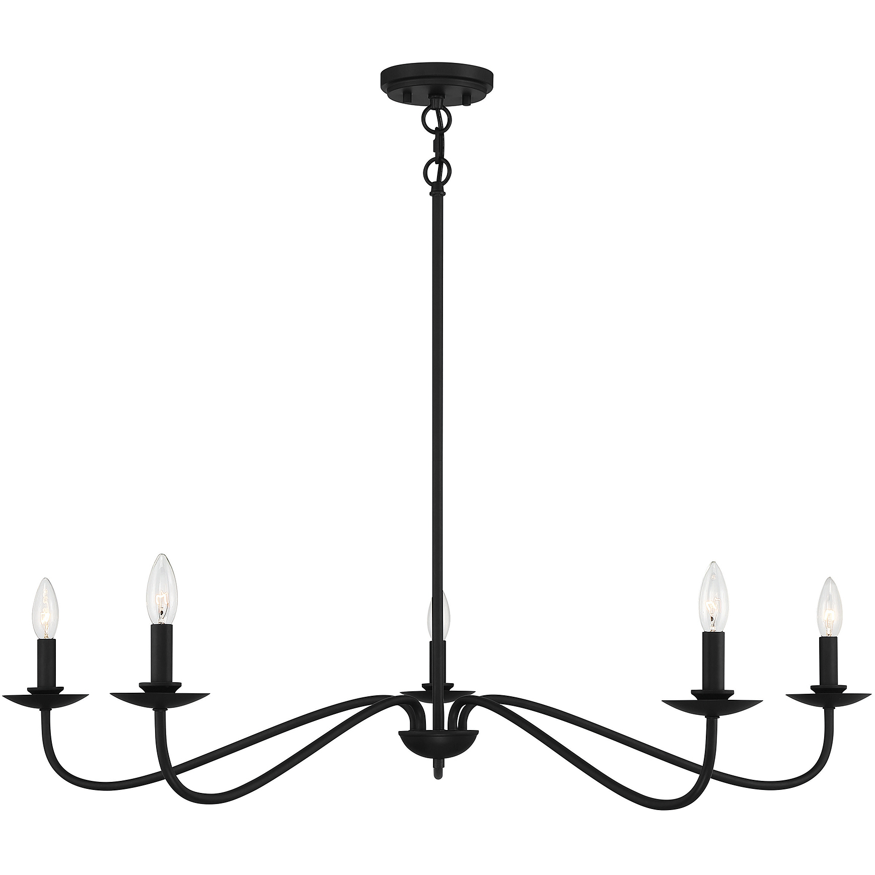 Traditional 5 Light 42 inch Matte Black Chandelier Ceiling Light