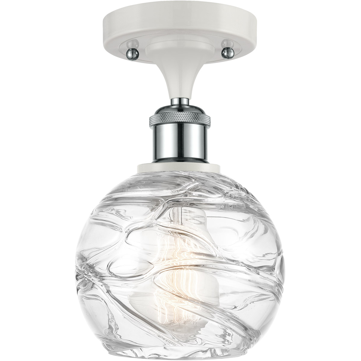 Ballston Small Deco Swirl 1 Light 6 inch White and Polished Chrome Semi-Flush Mount Ceiling Light, Ballston