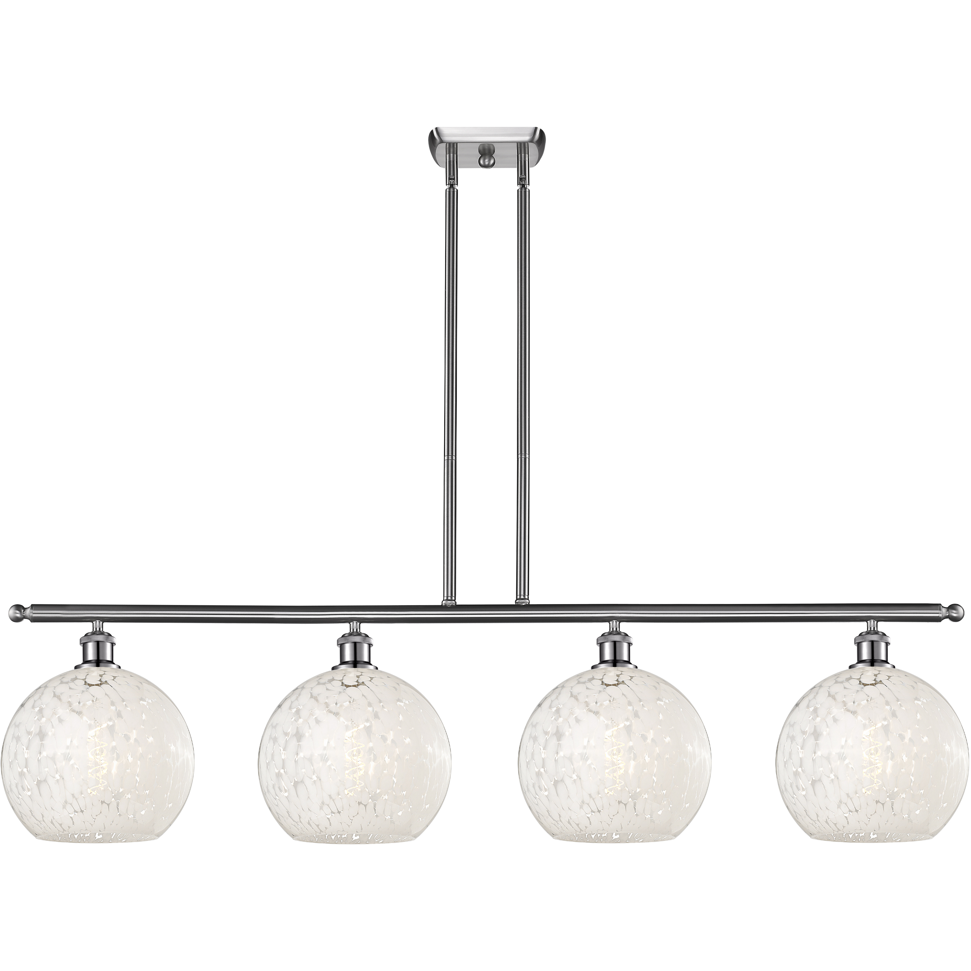 Ballston White Mouchette 4 Light 48.25 inch Brushed Satin Nickel Stem Hung Island Light Ceiling Light