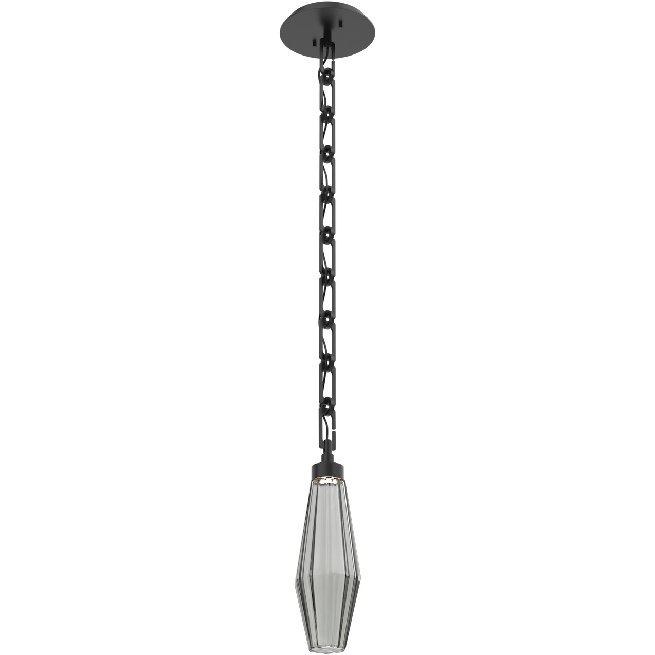 Aalto LED 6 inch Matte Black Pendant Ceiling Light in 3000K LED, Smoke, Rectangular Chain
