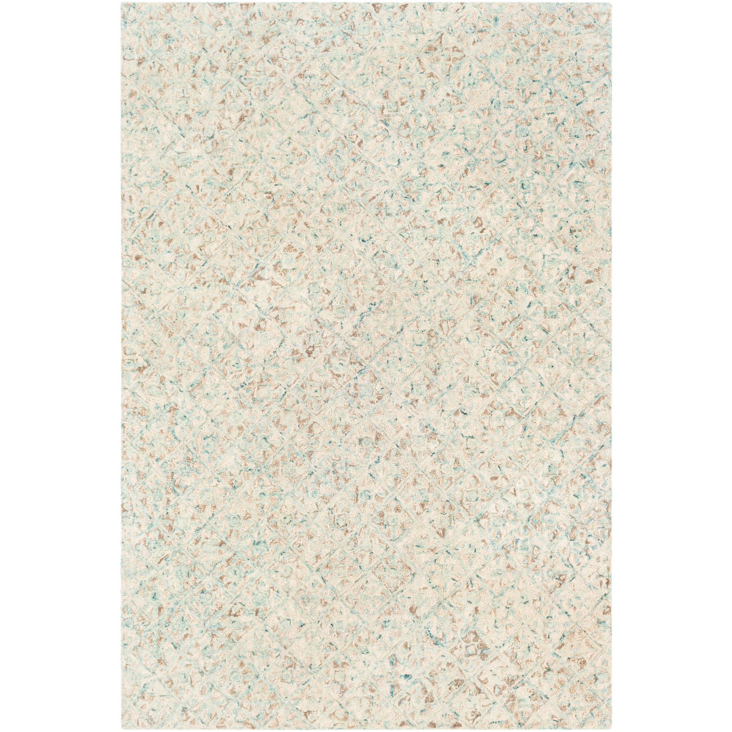 Avon 120 X 96 inch Light Sage/Blue/Beige/Brown Handmade Rug in 8 x 10, Rectangle