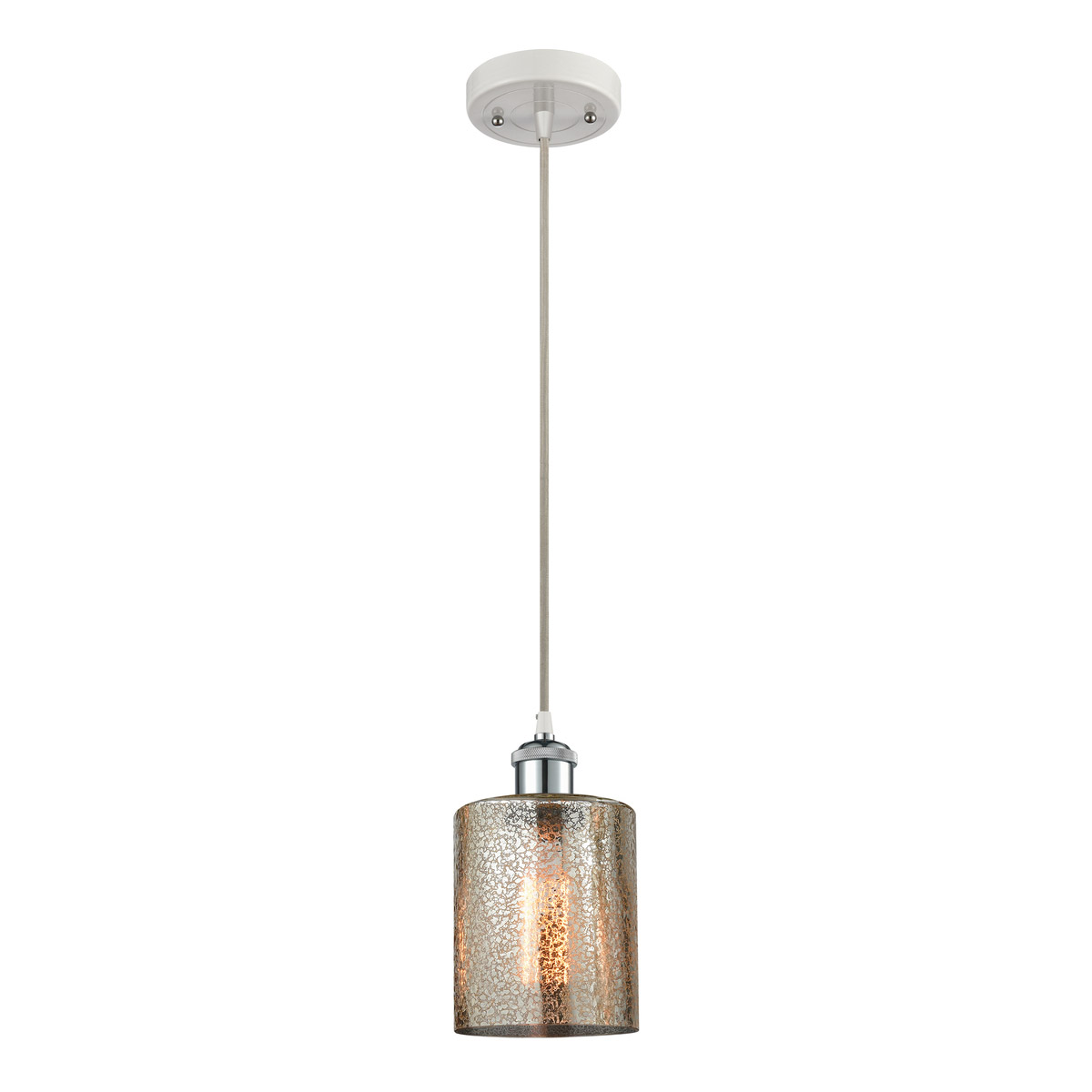 Ballston Cobbleskill LED 5 inch White and Polished Chrome Mini Pendant Ceiling Light in Mercury Glass, Ballston