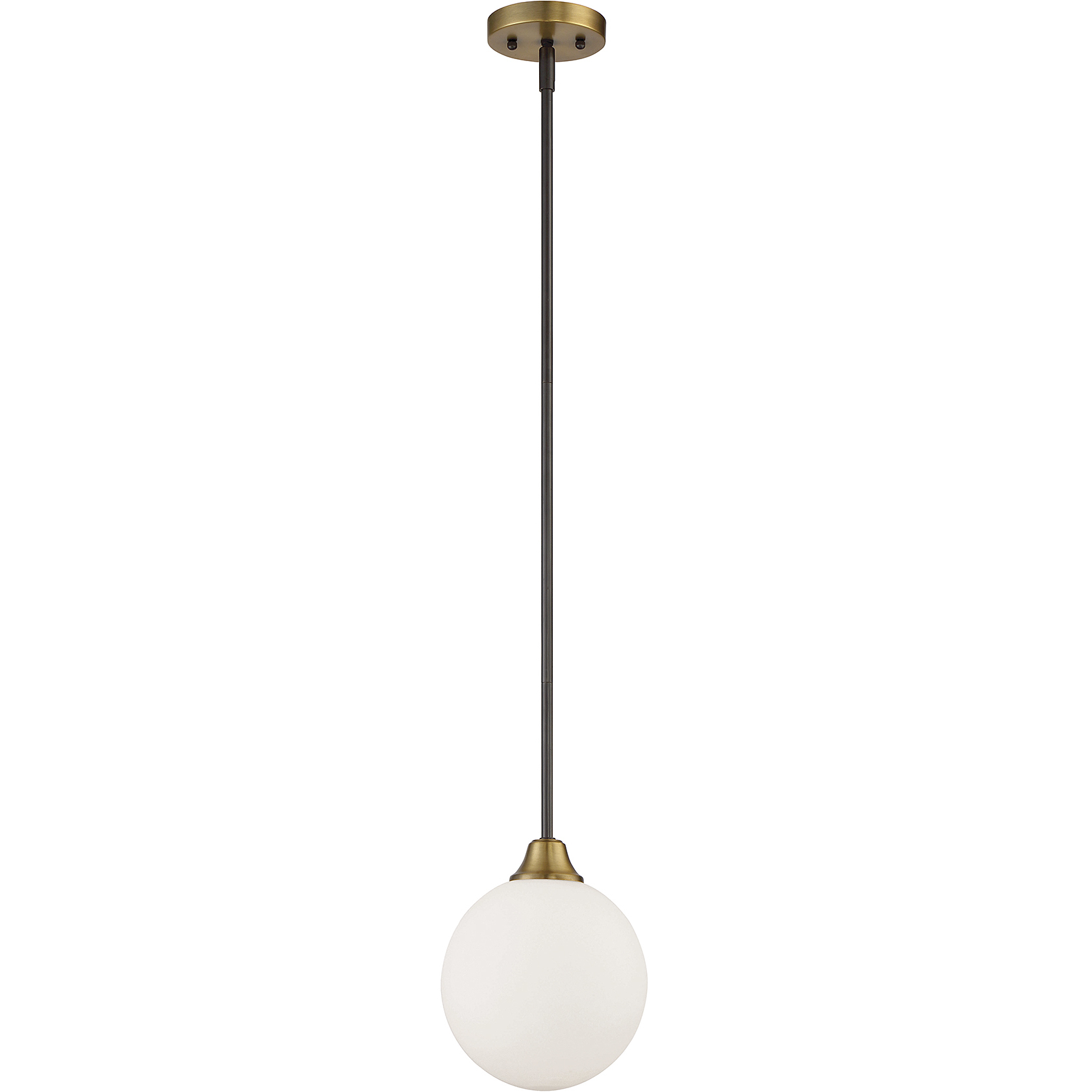 Mid-Century Modern 1 Light 8 inch Oil Rubbed Bronze with Natural Brass Mini-Pendant Ceiling Light
