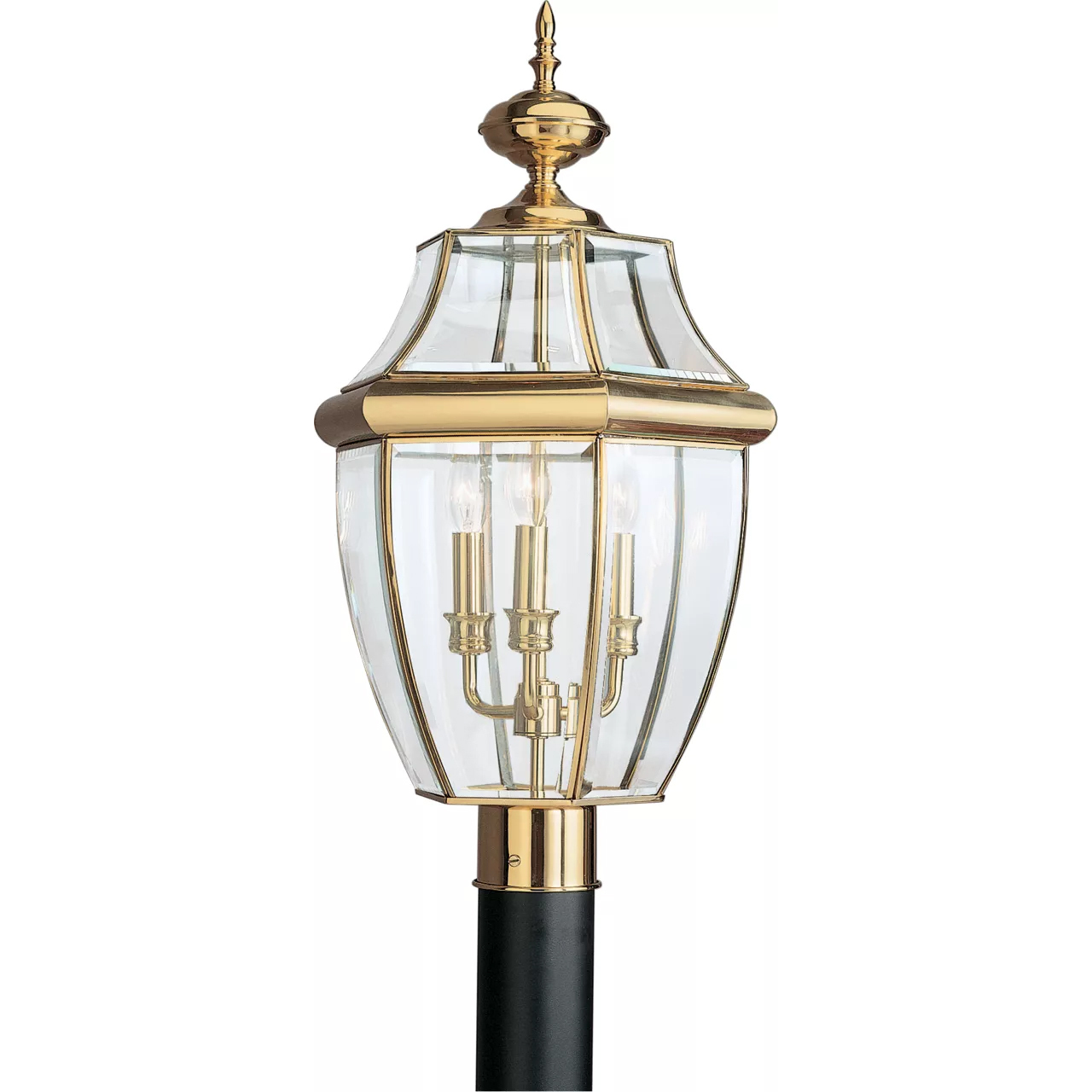 Lancaster 3 Light 24 inch Polished Brass Outdoor Post Lantern