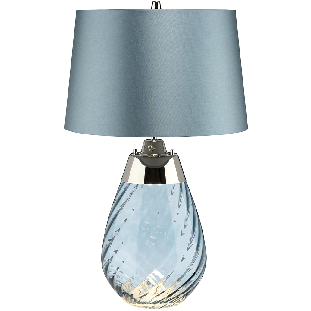 Lena 24 inch Blue Glass Table Lamp Portable Light, Small