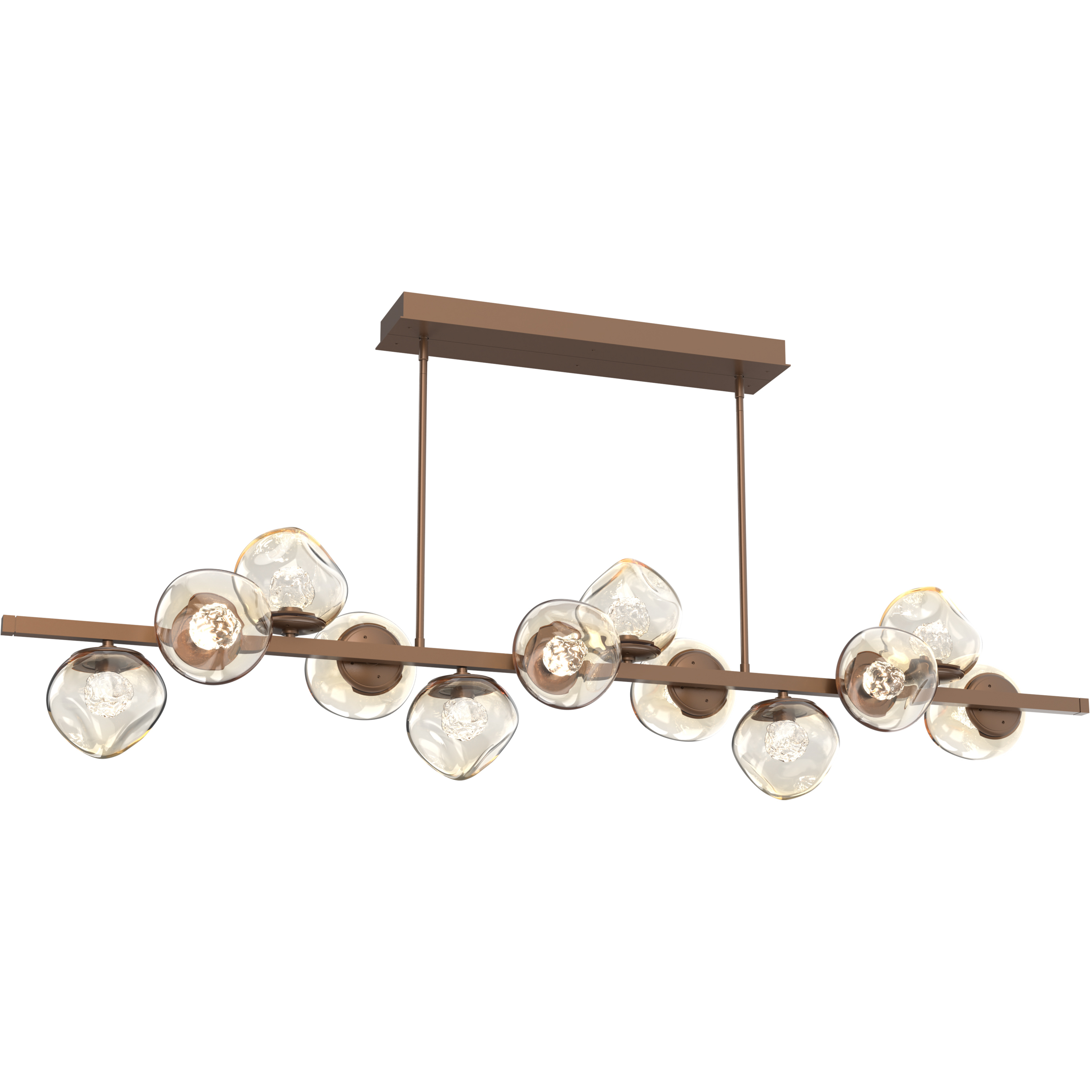 Luna LED 72 inch Burnished Bronze Chandelier Ceiling Light in 3000K LED, Floret Inner - Amber Outer, Twisted Branch