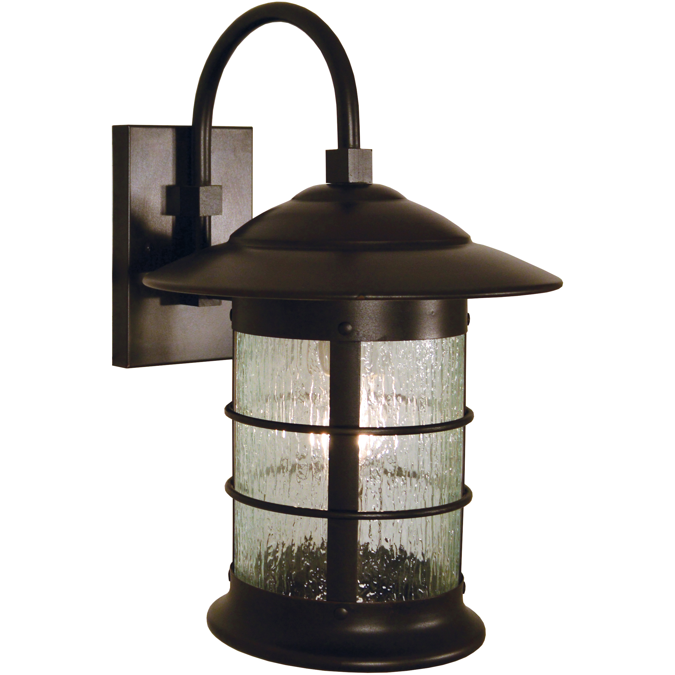 Newport 1 Light 14.38 inch Rustic Brown Outdoor Wall Mount in White Opalescent