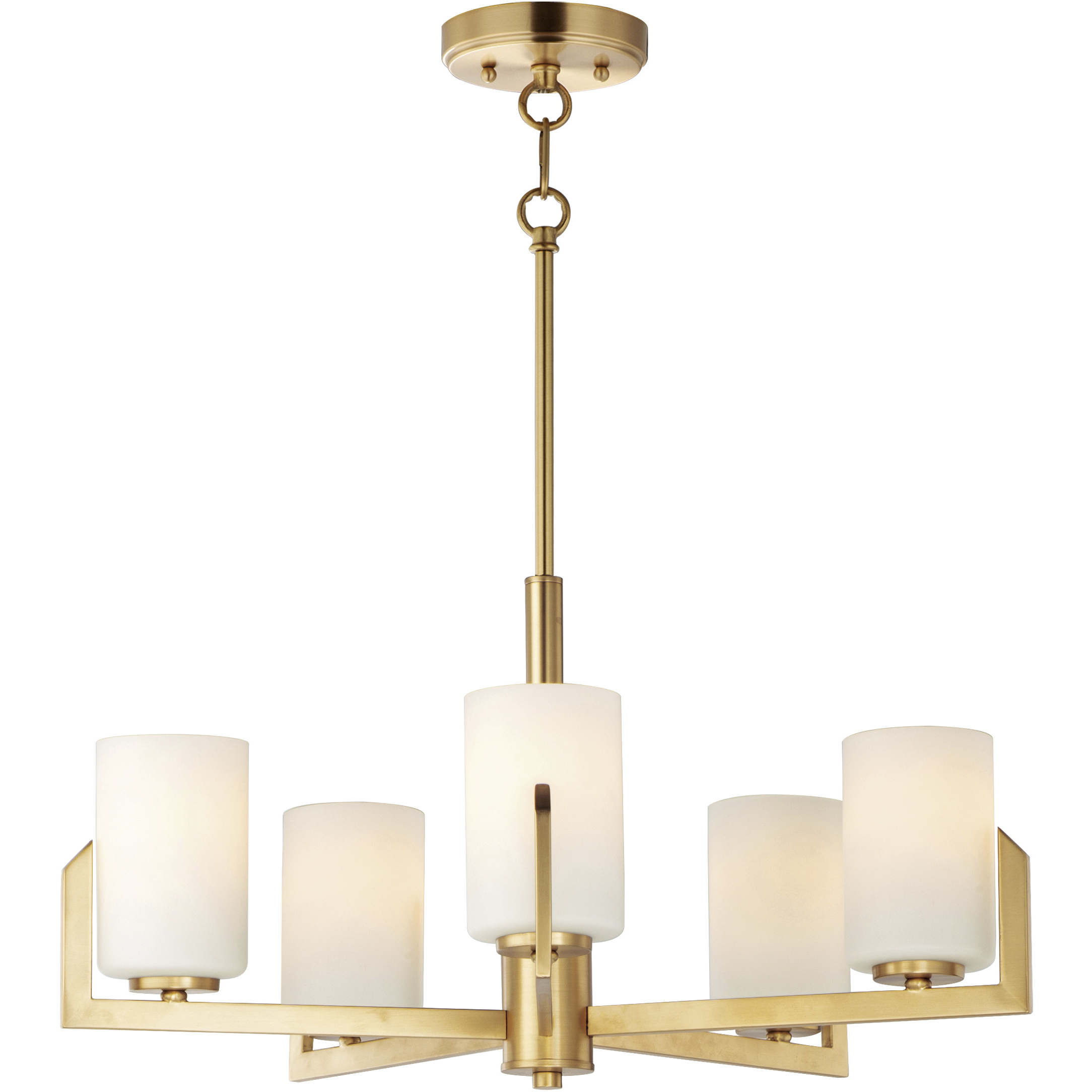 Dart 5 Light 26 inch Satin Brass Single-Tier Chandelier Ceiling Light