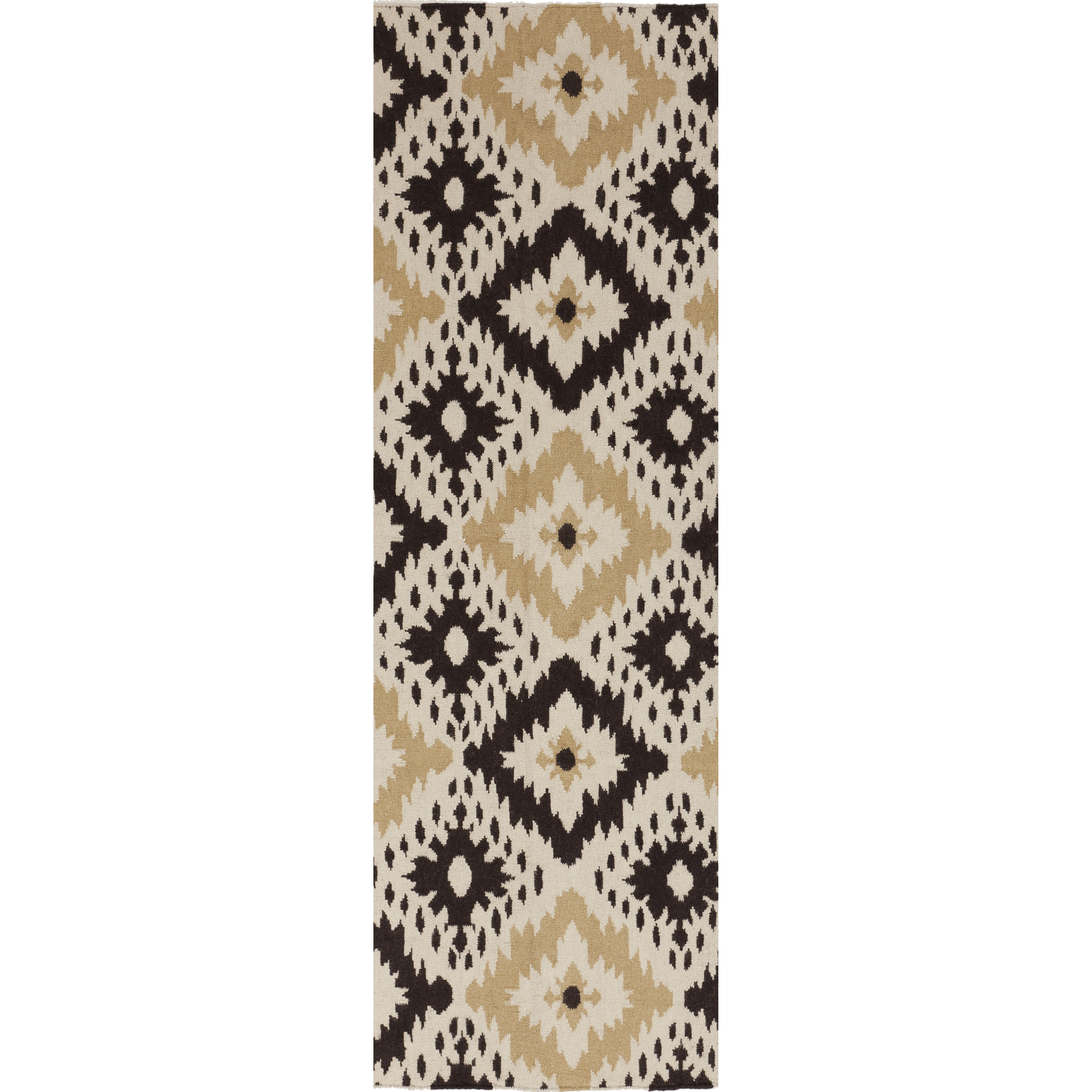Frontier 96 X 30 inch Dark Brown, Mustard, Khaki Rug