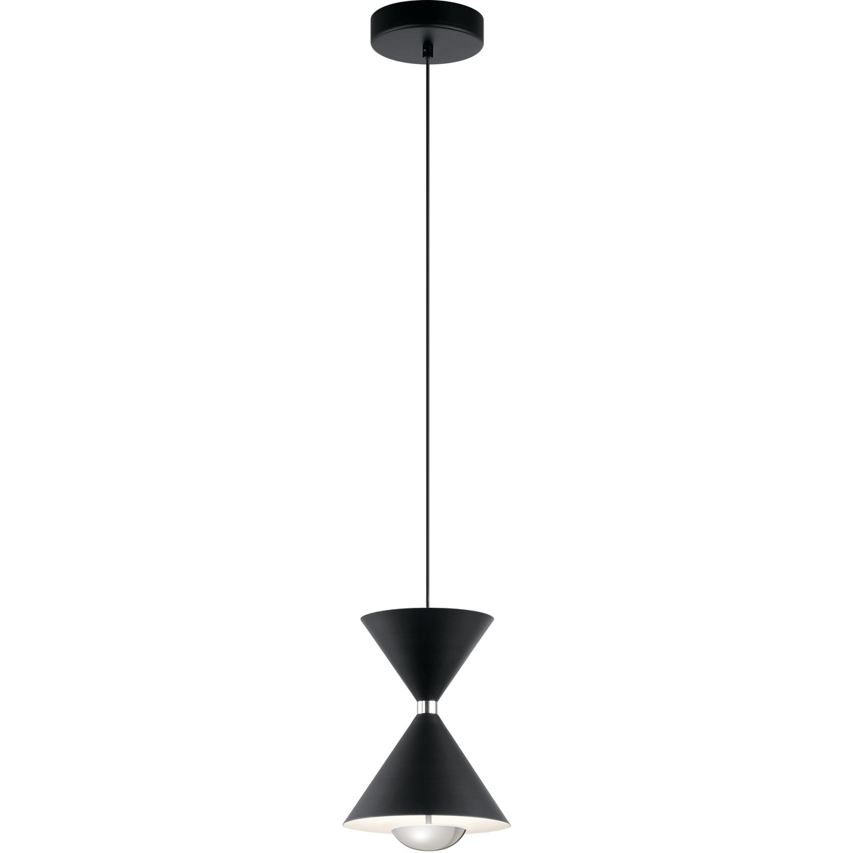 Kordan LED 7.75 inch Matte Black Mini Pendant Ceiling Light in Black and Polished Nickel
