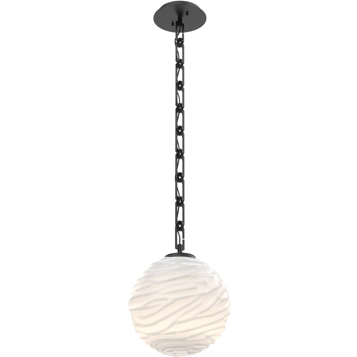 Gaia LED 10.3 inch Matte Black Pendant Ceiling Light in 3000K LED, White Linen, Rectangular Chain, Large