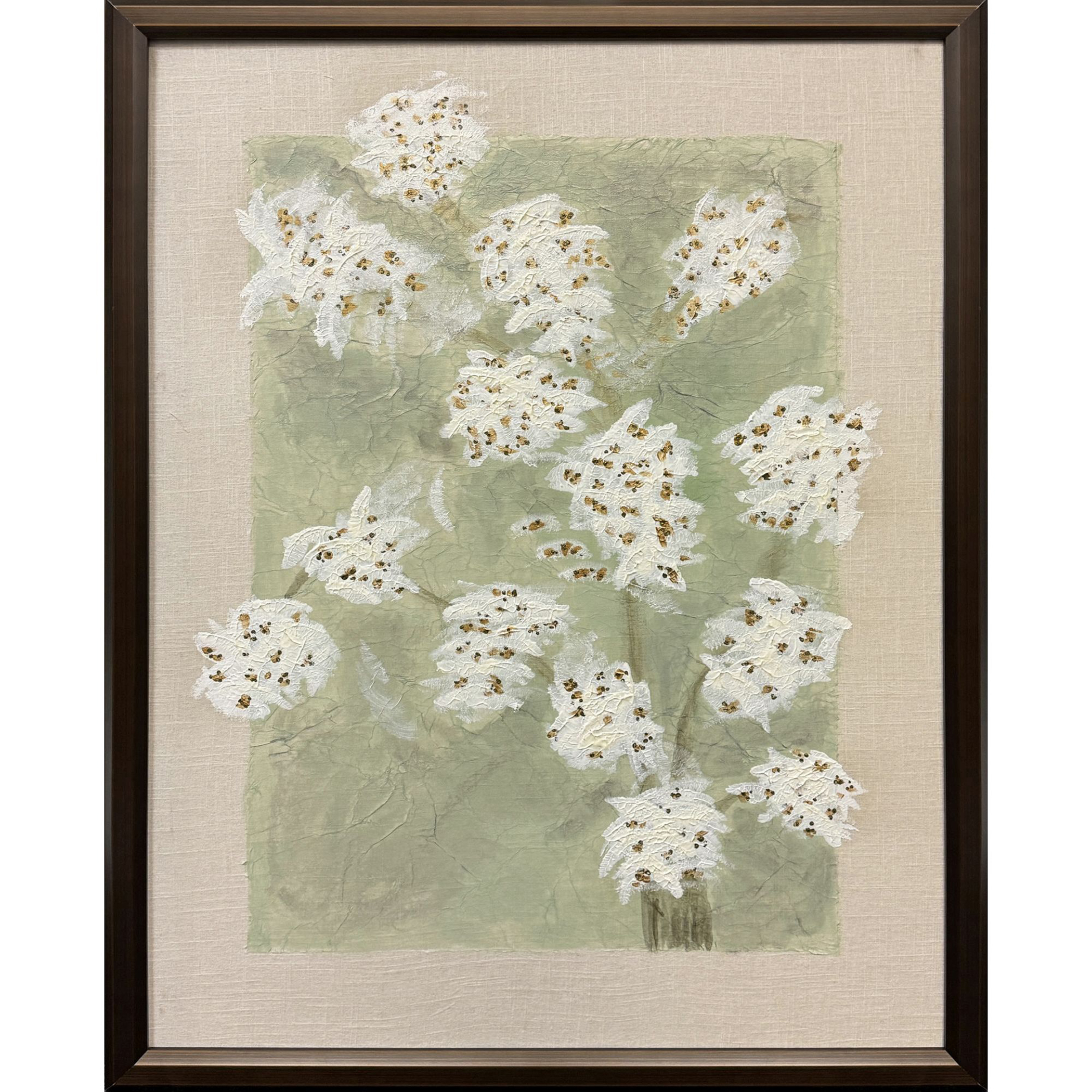 Spring Renewal Green and Beige and Brown and Metallic Framed Art, The Studio