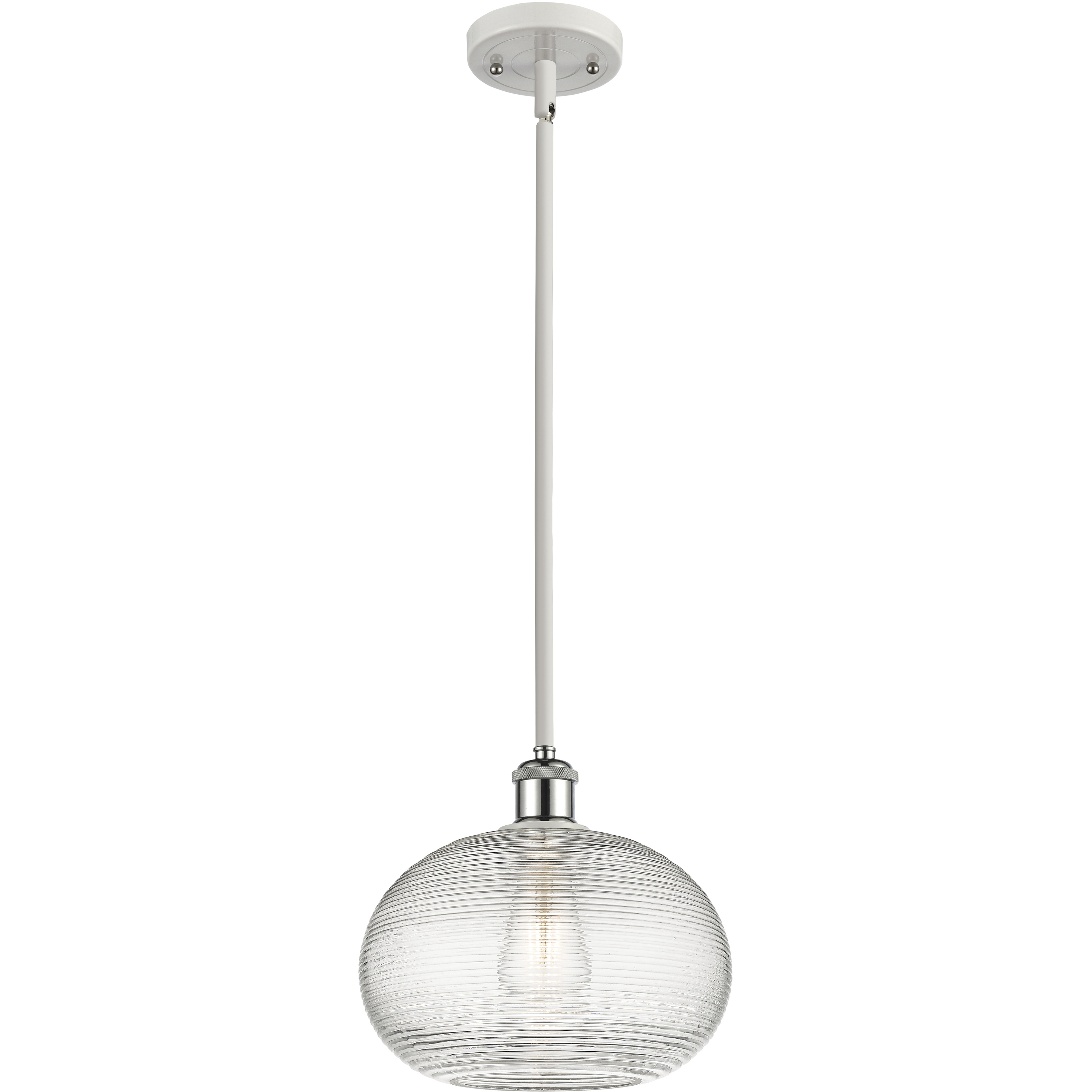 Ballston Ithaca 1 Light 10 inch White Polished Chrome Stem Hung Mini Pendant Ceiling Light
