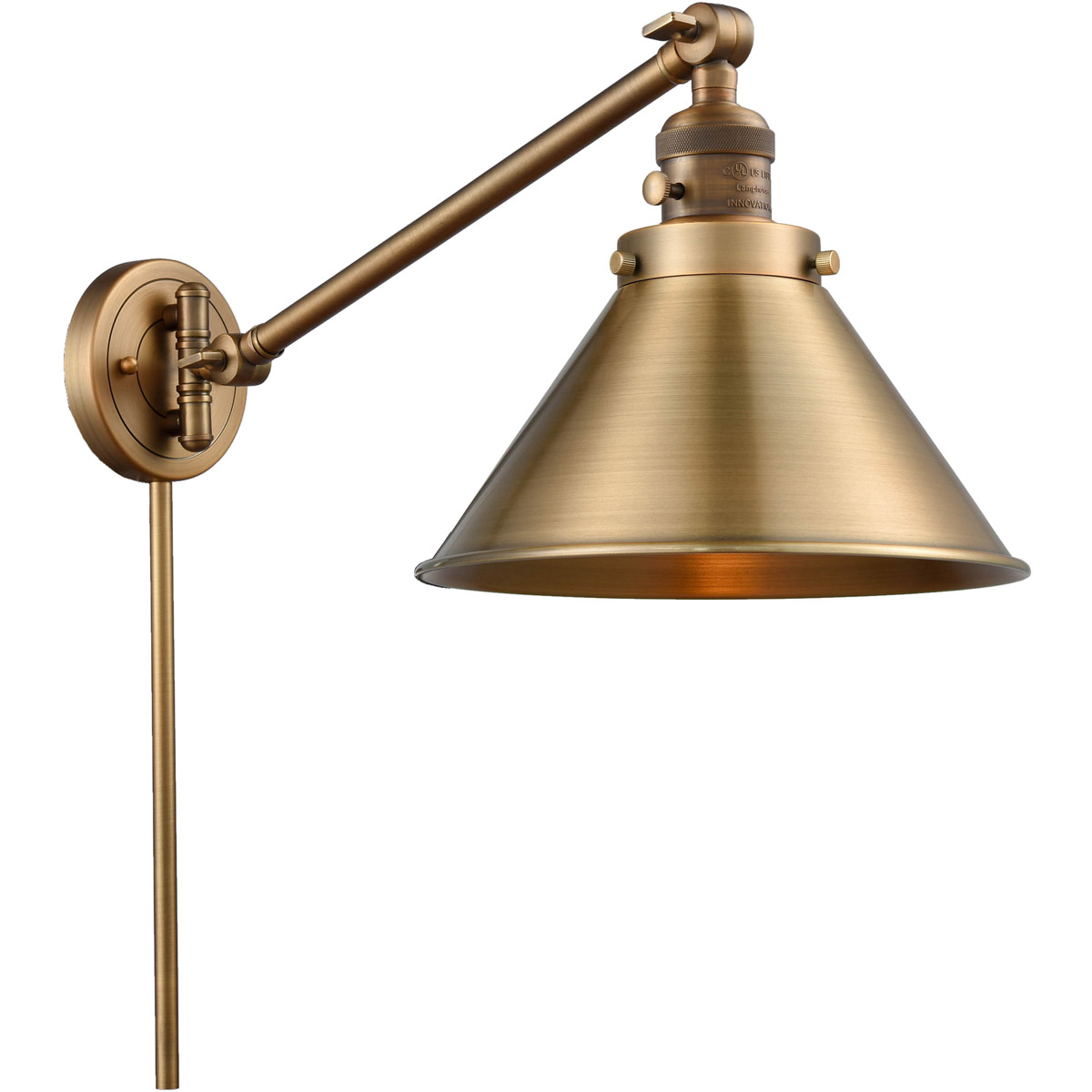 Briarcliff 21 inch 60.00 watt Brushed Brass Swing Arm Wall Light, Franklin Restoration
