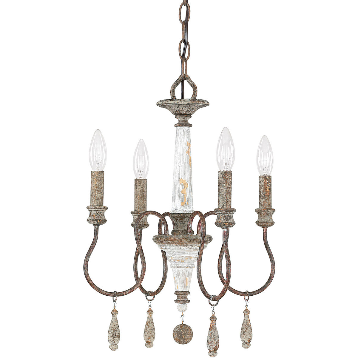 Zoe 4 Light 14 inch French Antique Chandelier Ceiling Light