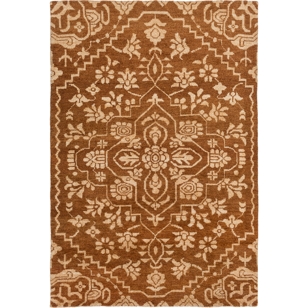 Kinnara 108 X 72 inch Burnt Orange, Beige Rug