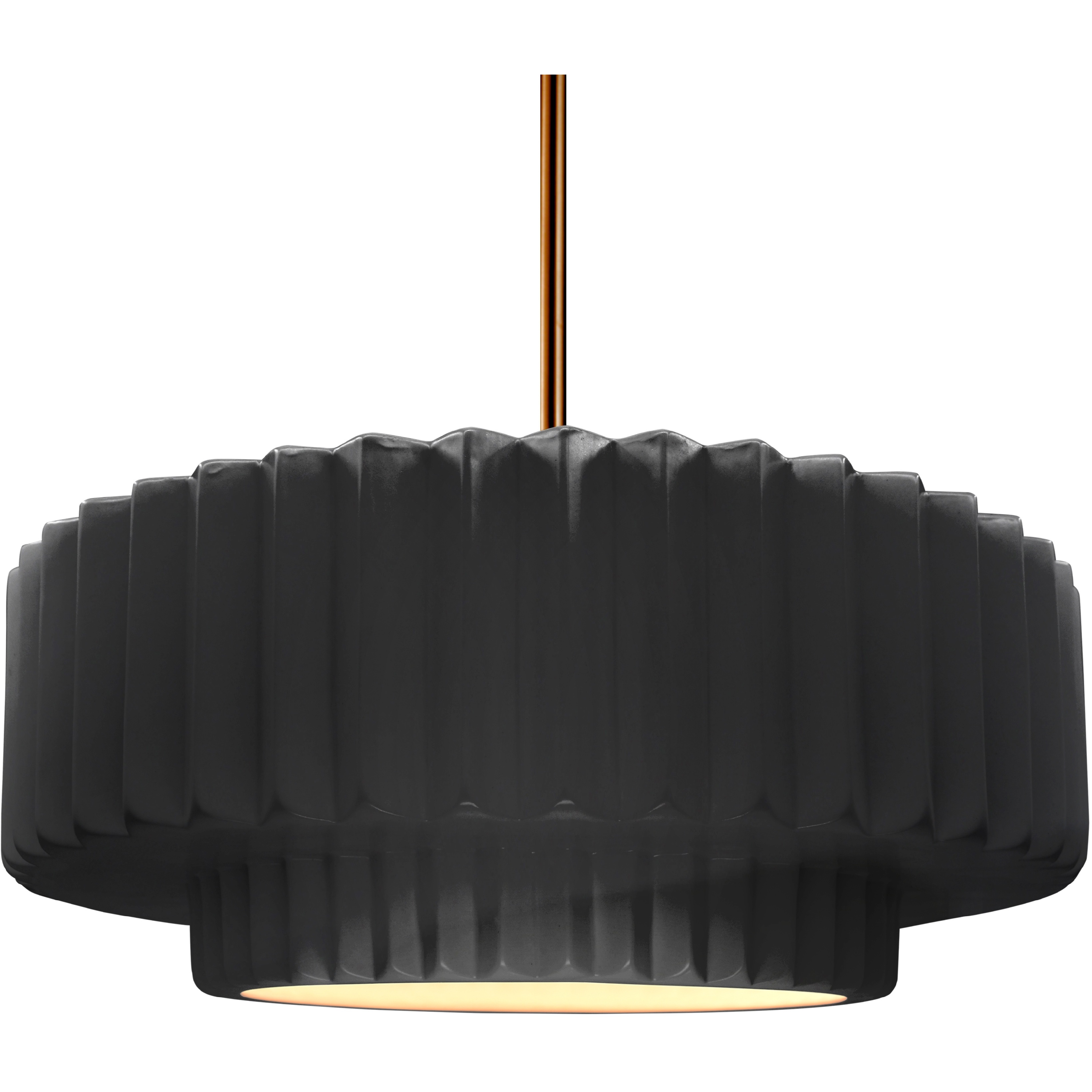 Radiance Collection - Pleated Tier Pendant Ceiling Light in Brushed Brass, Dedicated LED, Black Cord, Gloss Black, 16.25W x 6H, Form+Finish+Function