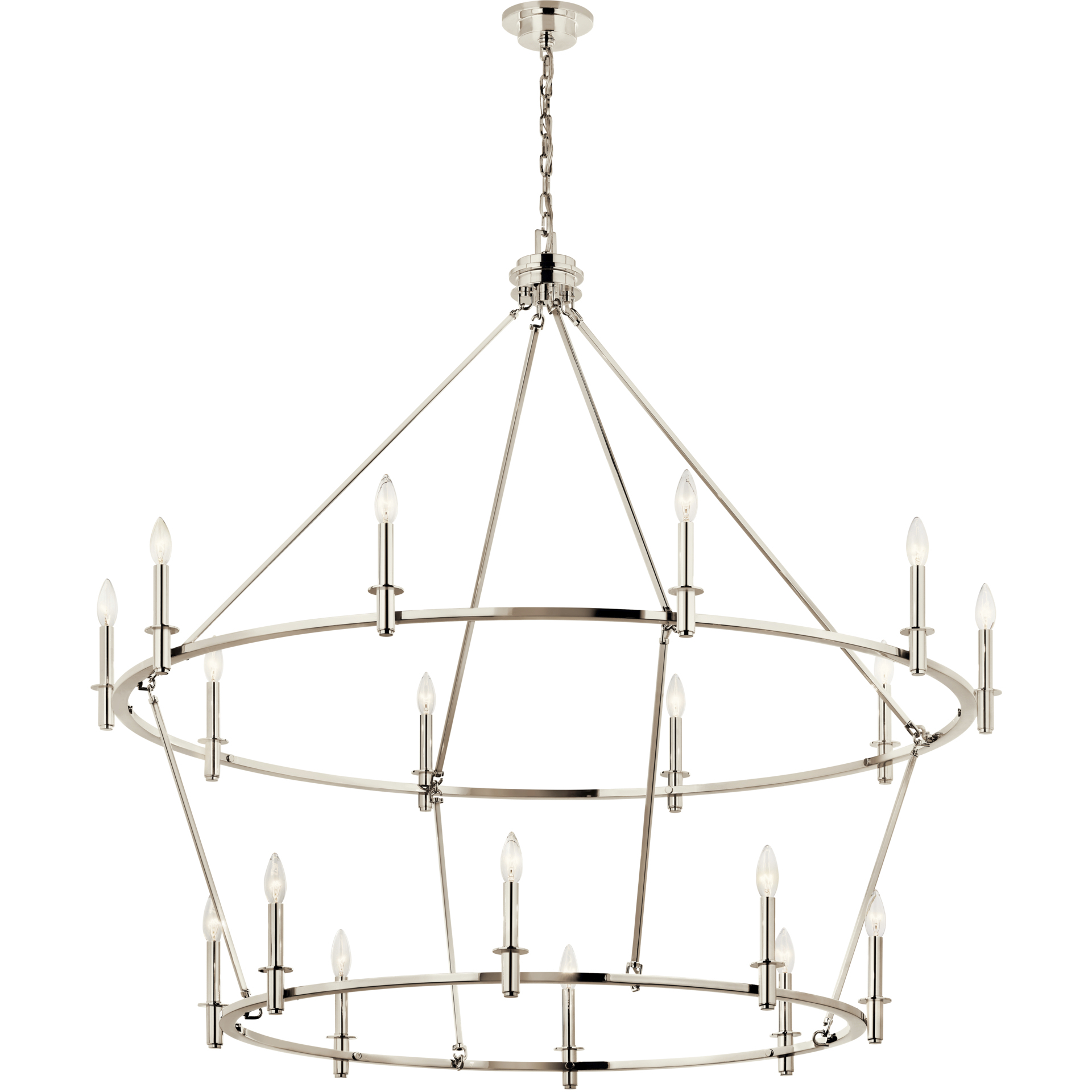 Carrick 18 Light Polished Nickel Chandelier Ceiling Light, 2 Tier Large