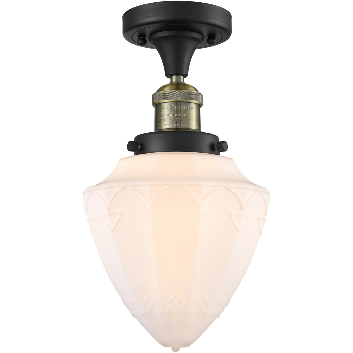Franklin Restoration Bullet 1 Light 7 inch Black Antique Brass Semi-Flush Mount Ceiling Light