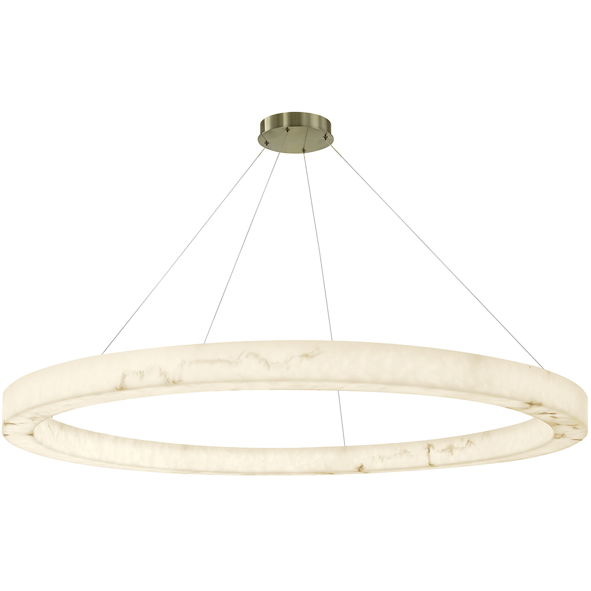LumenAria Collection - Medley Family 62 inch Brushed Brass and Faux Alabaster Resin Pendant Ceiling Light in 62" D x 62" W x 3.5" H, EVOLV
