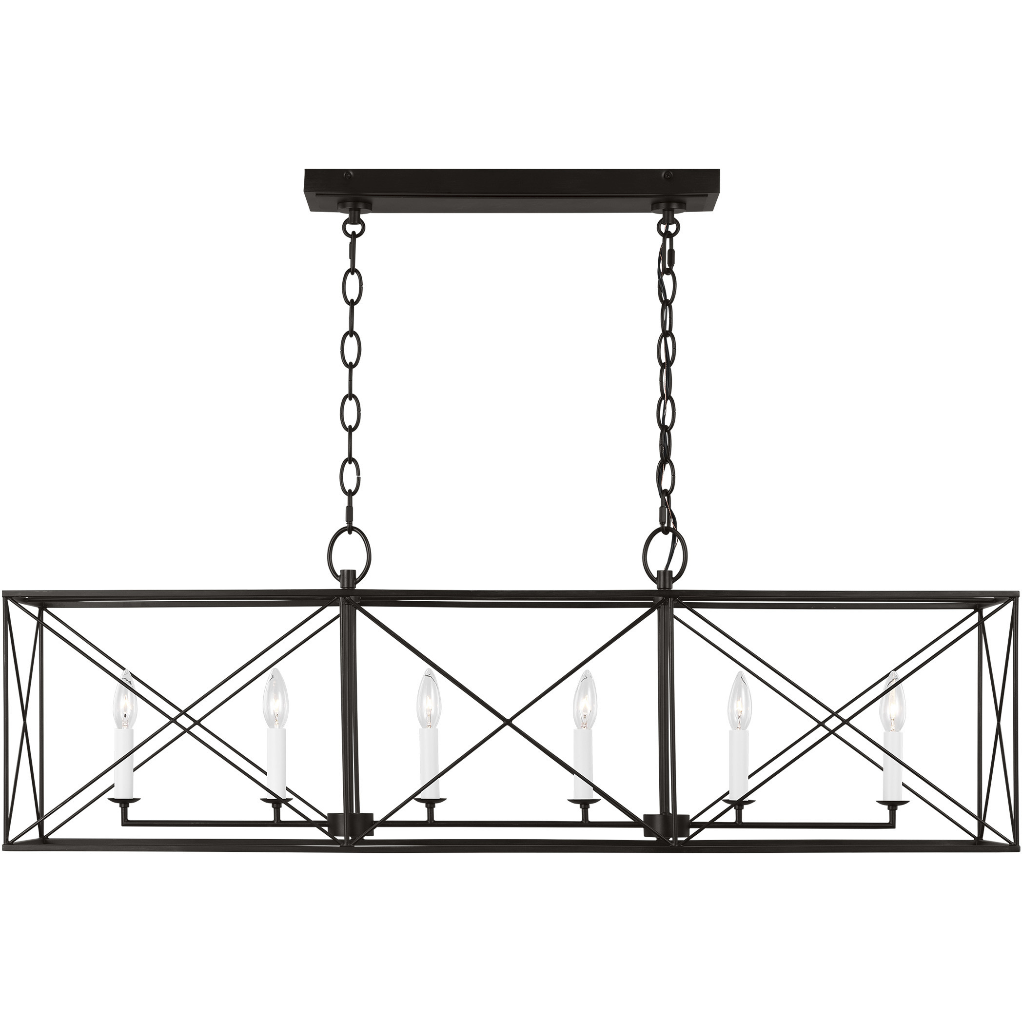 C&M by Chapman & Myers Beatrix 6 Light 46 inch Aged Iron Linear Lantern Pendant Ceiling Light