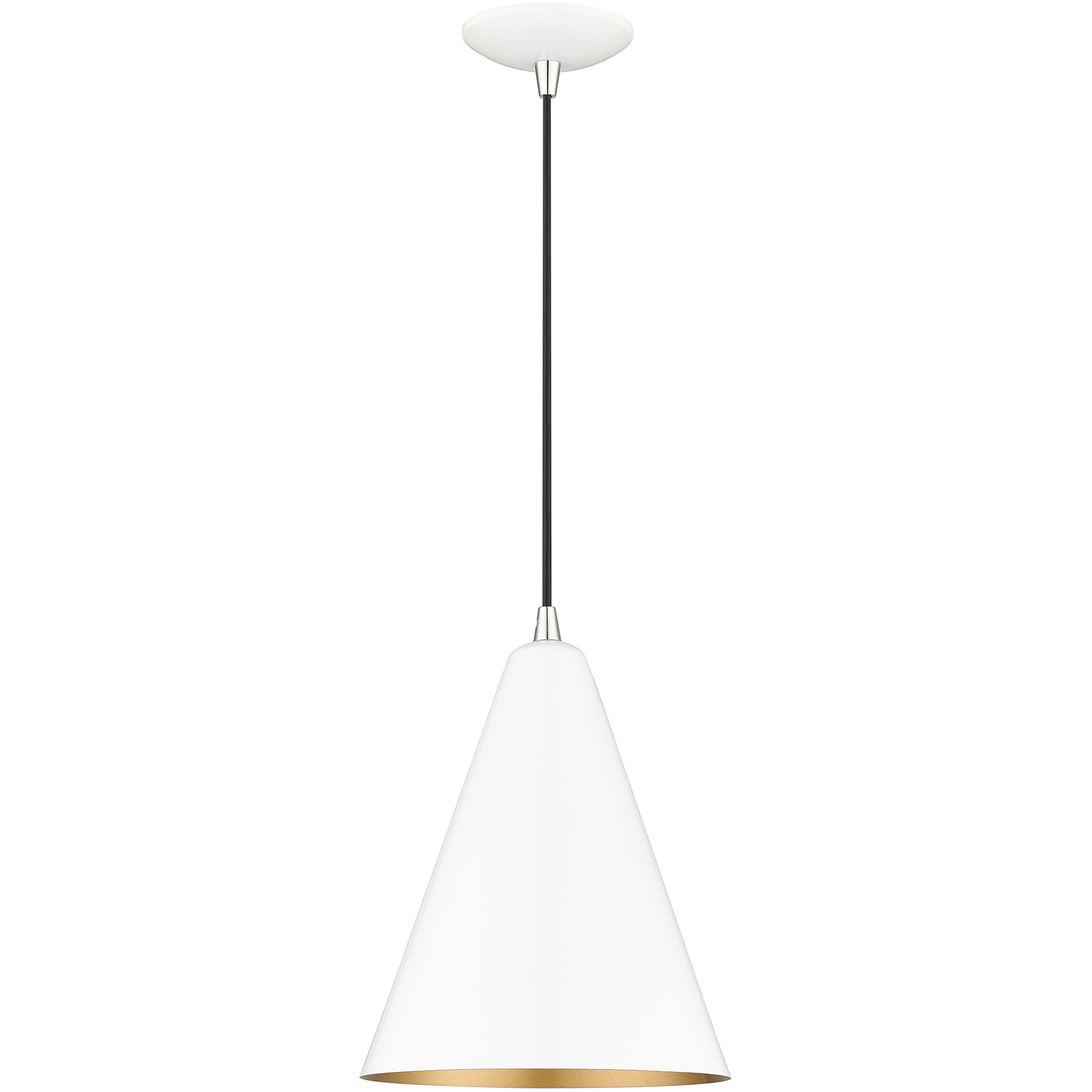 Dulce 1 Light 10 inch Shiny White with Polished Chrome Accents Pendant Ceiling Light