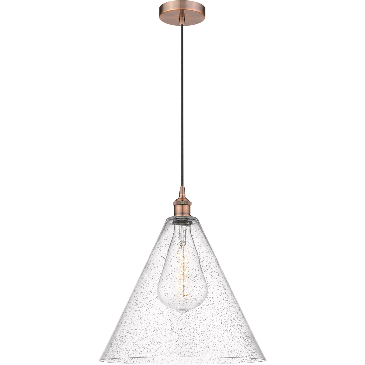 Edison Cone 1 Light 16 inch Antique Copper Pendant Ceiling Light