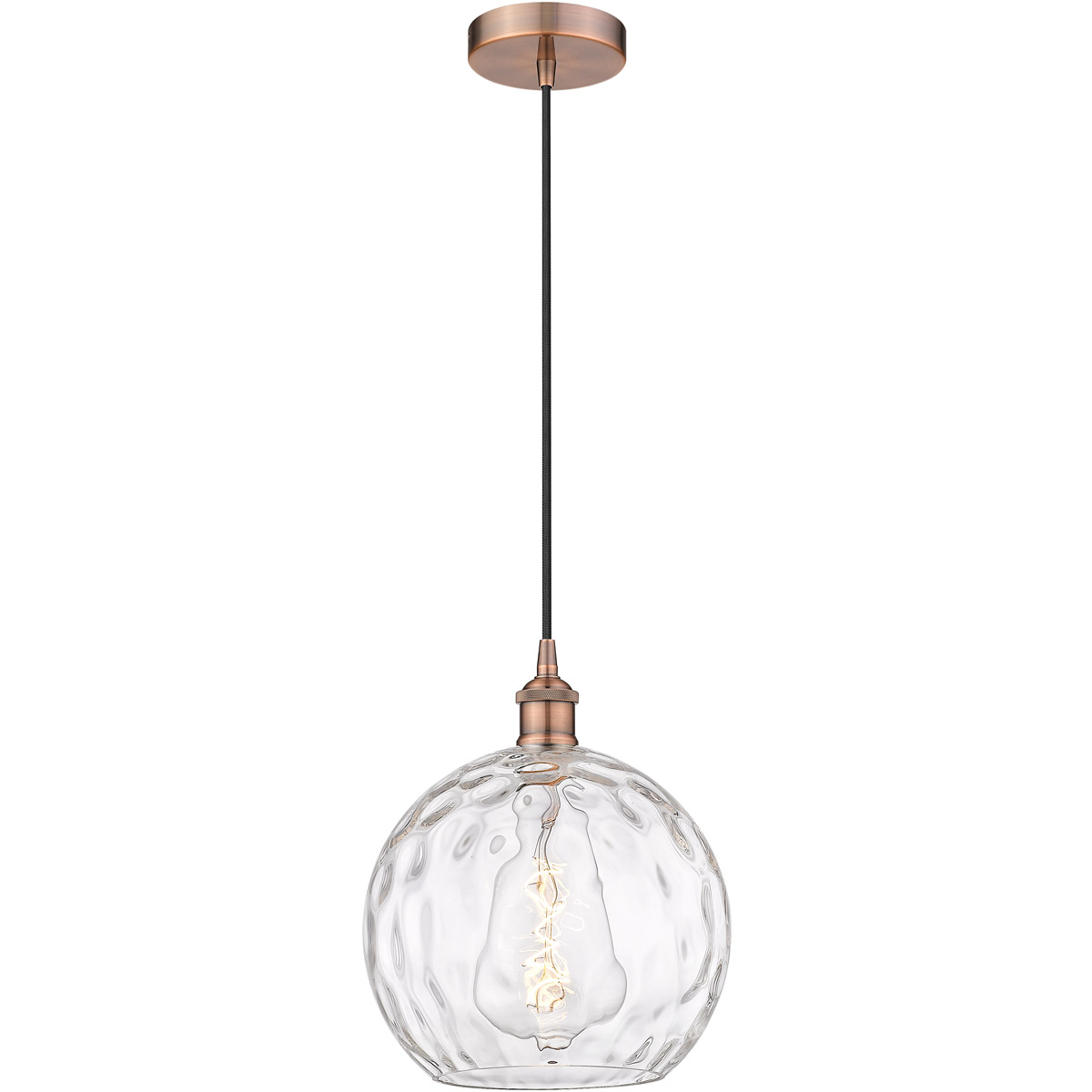 Edison Athens Water Glass 1 Light 10 inch Antique Copper Mini Pendant Ceiling Light