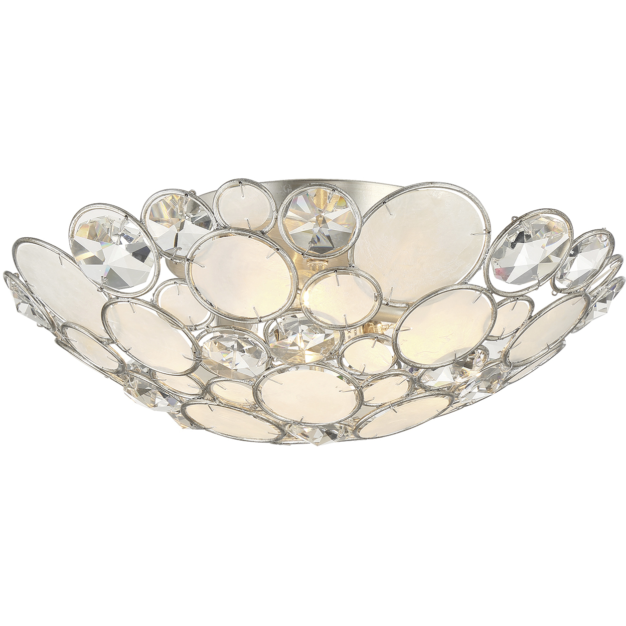 Palla 3 Light 16 inch Antique Silver Semi Flush Ceiling Light