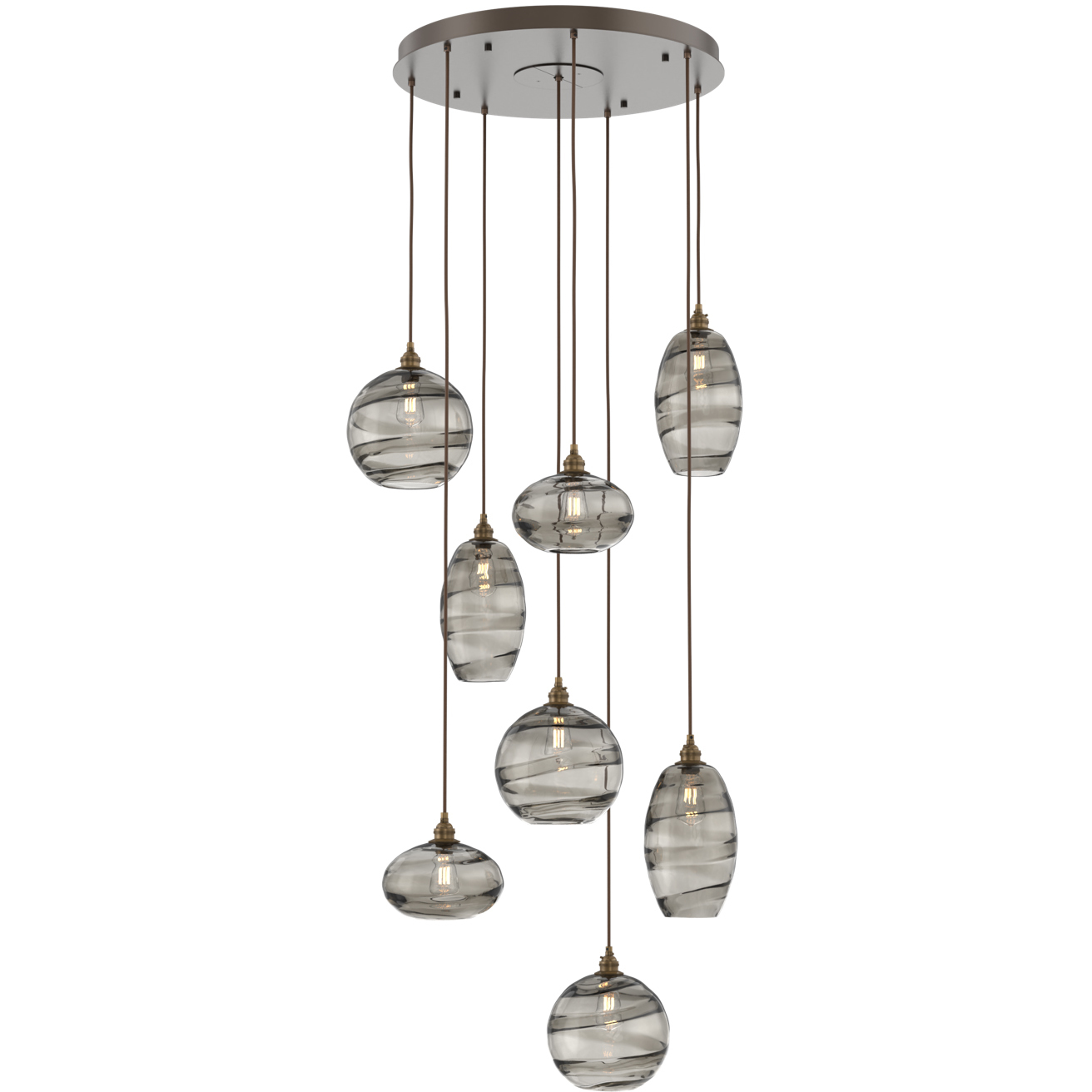Misto 8 Light 30.6 inch Flat Bronze Chandelier Ceiling Light in Misto Smoke, Round Multi-Port