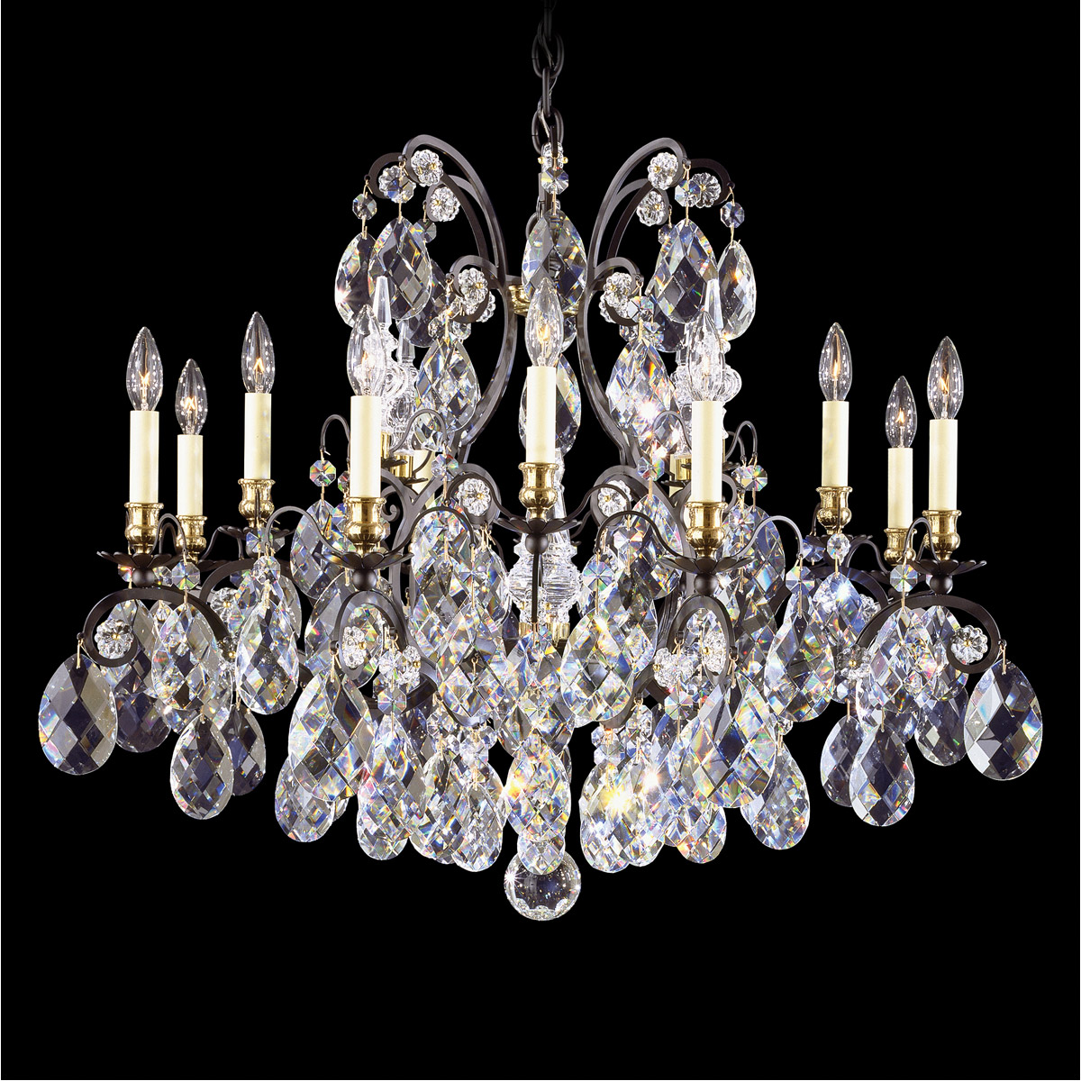 Renaissance 13 Light 33 inch Black Chandelier Ceiling Light in Swarovski