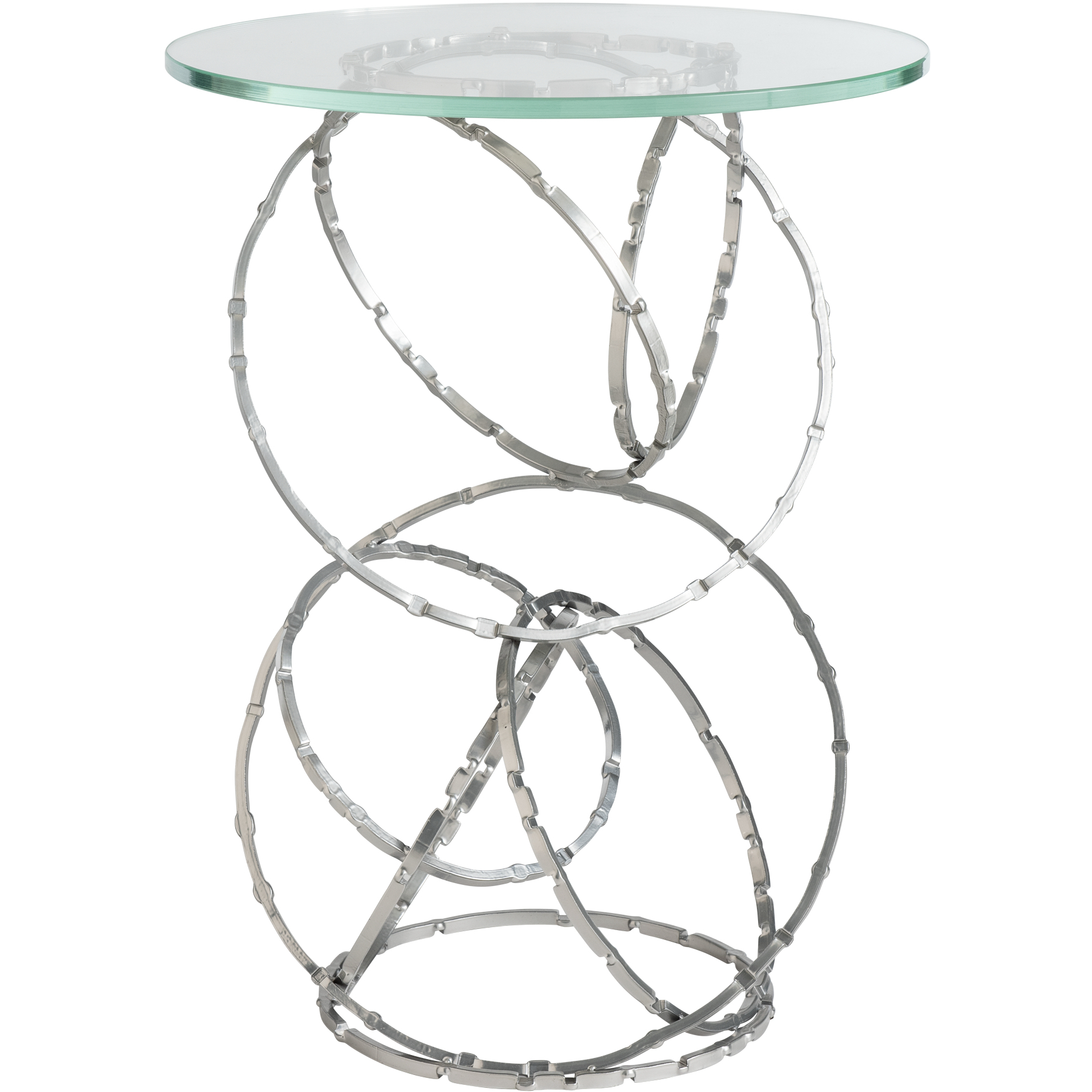 Olympus 18 inch Sterling Accent Table, Glass Top