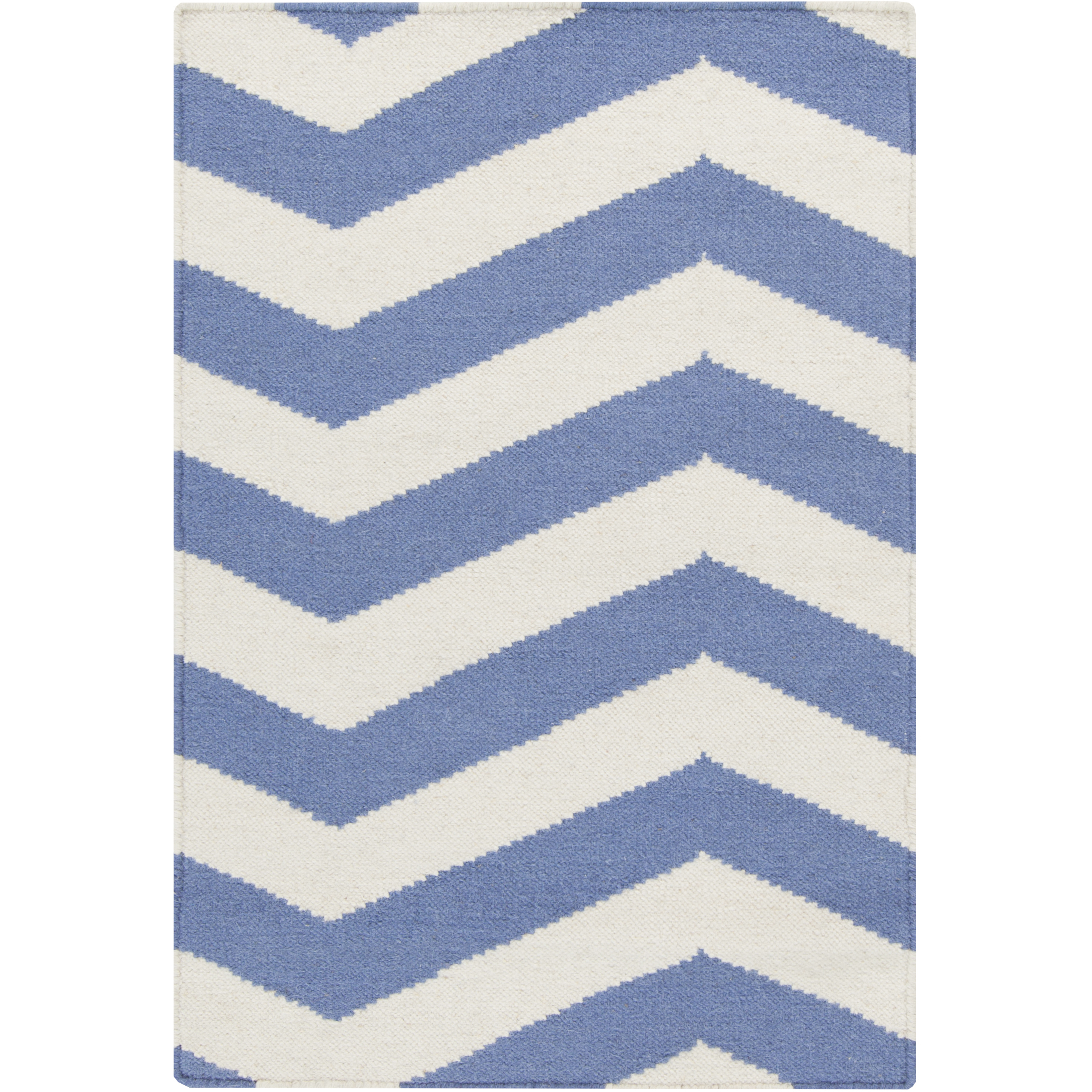 Frontier 36 X 24 inch White, Bright Blue Rug