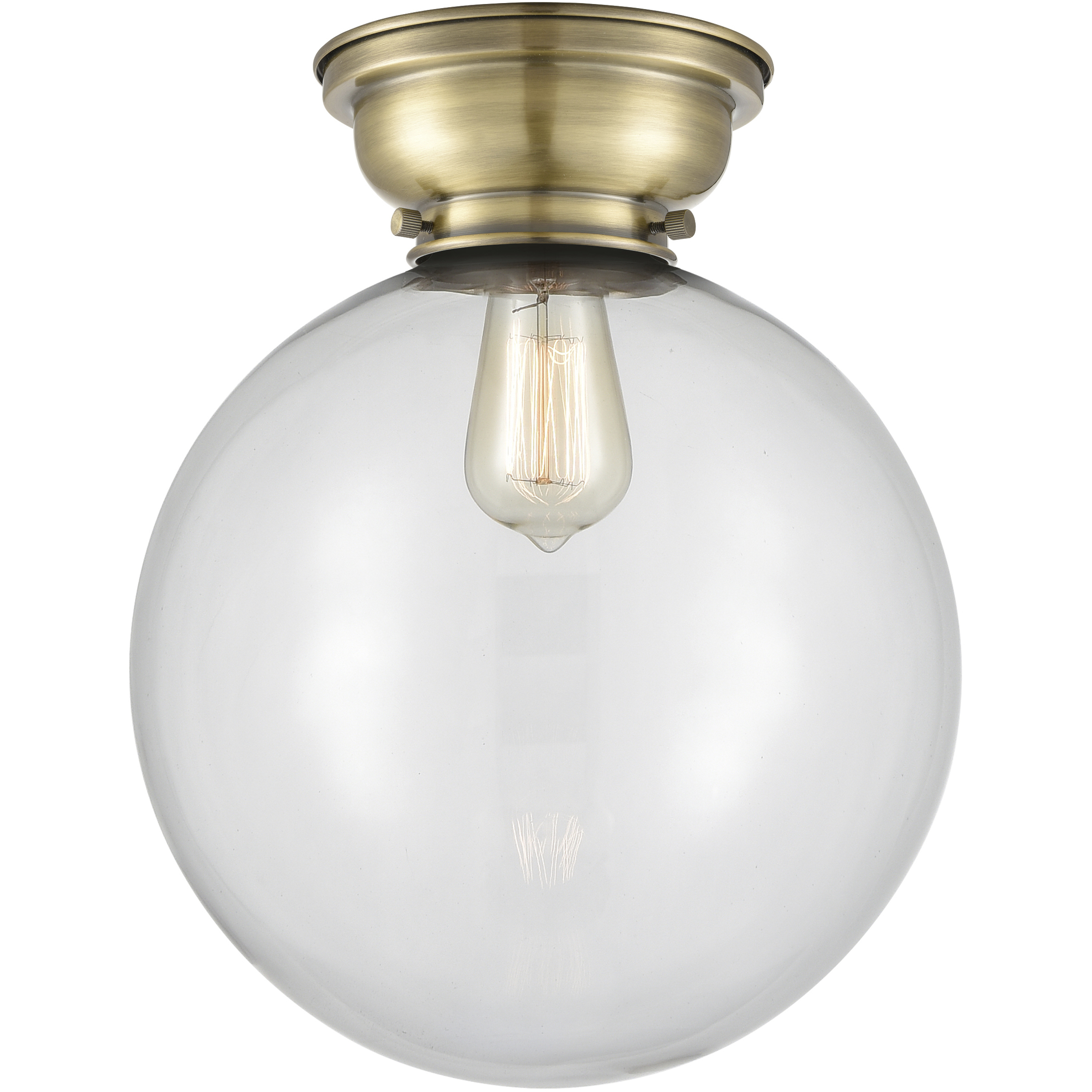 Aditi XX-Large Beacon LED 12 inch Antique Brass Flush Mount Ceiling Light in Clear Glass, Aditi