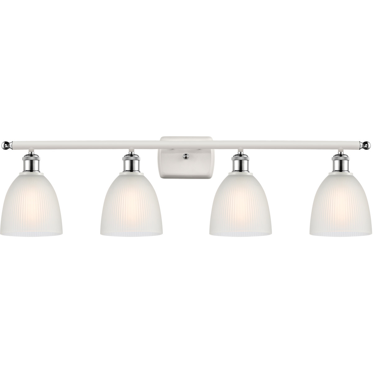 Ballston Castile LED 36 inch White and Polished Chrome Bath Vanity Light Wall Light in White Glass, Ballston