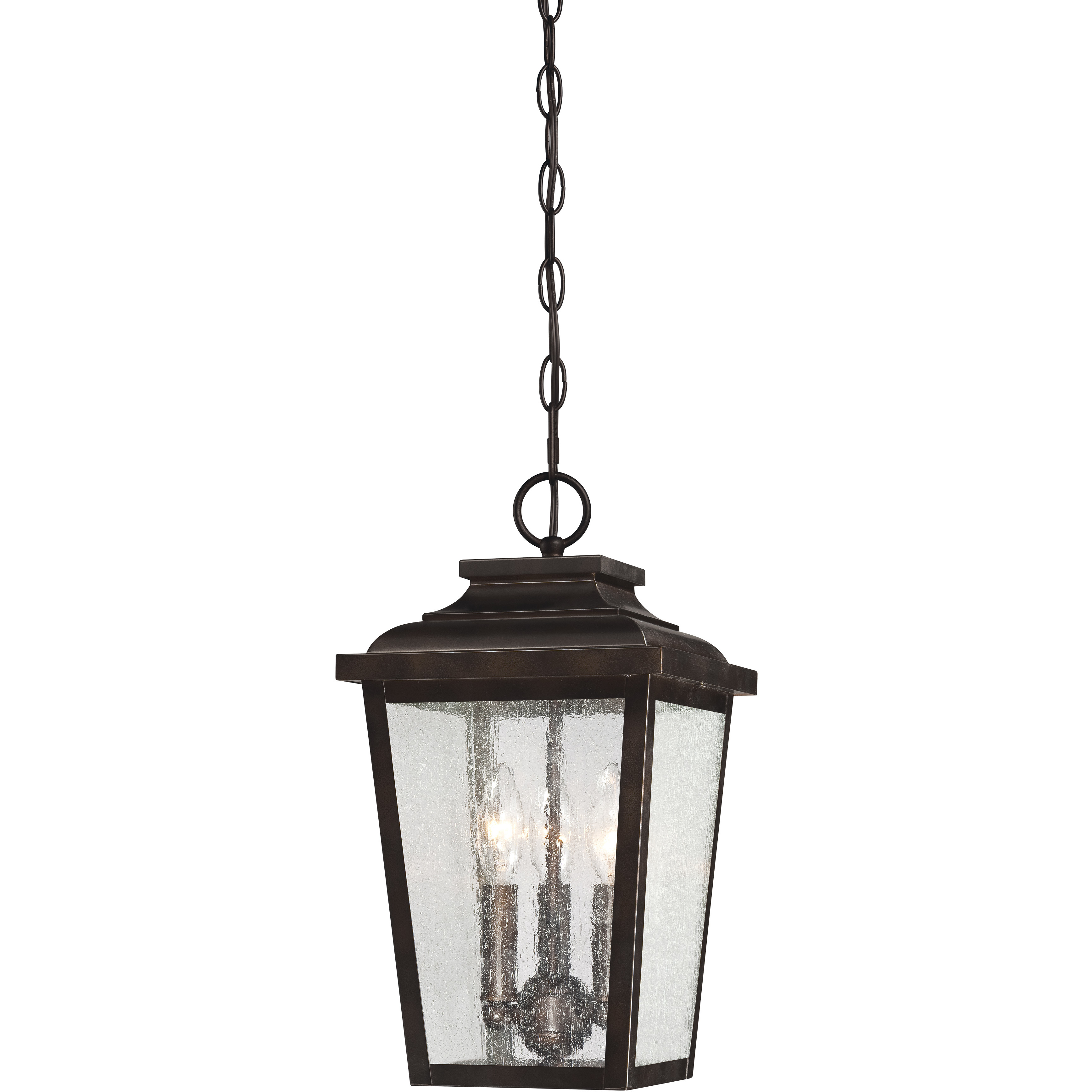 Irvington Manor 3 Light 8.5 inch Chelesa Bronze Outdoor Chain Hung Lantern in Incandescent, Clear Seeded Glass, The Great Outdoors