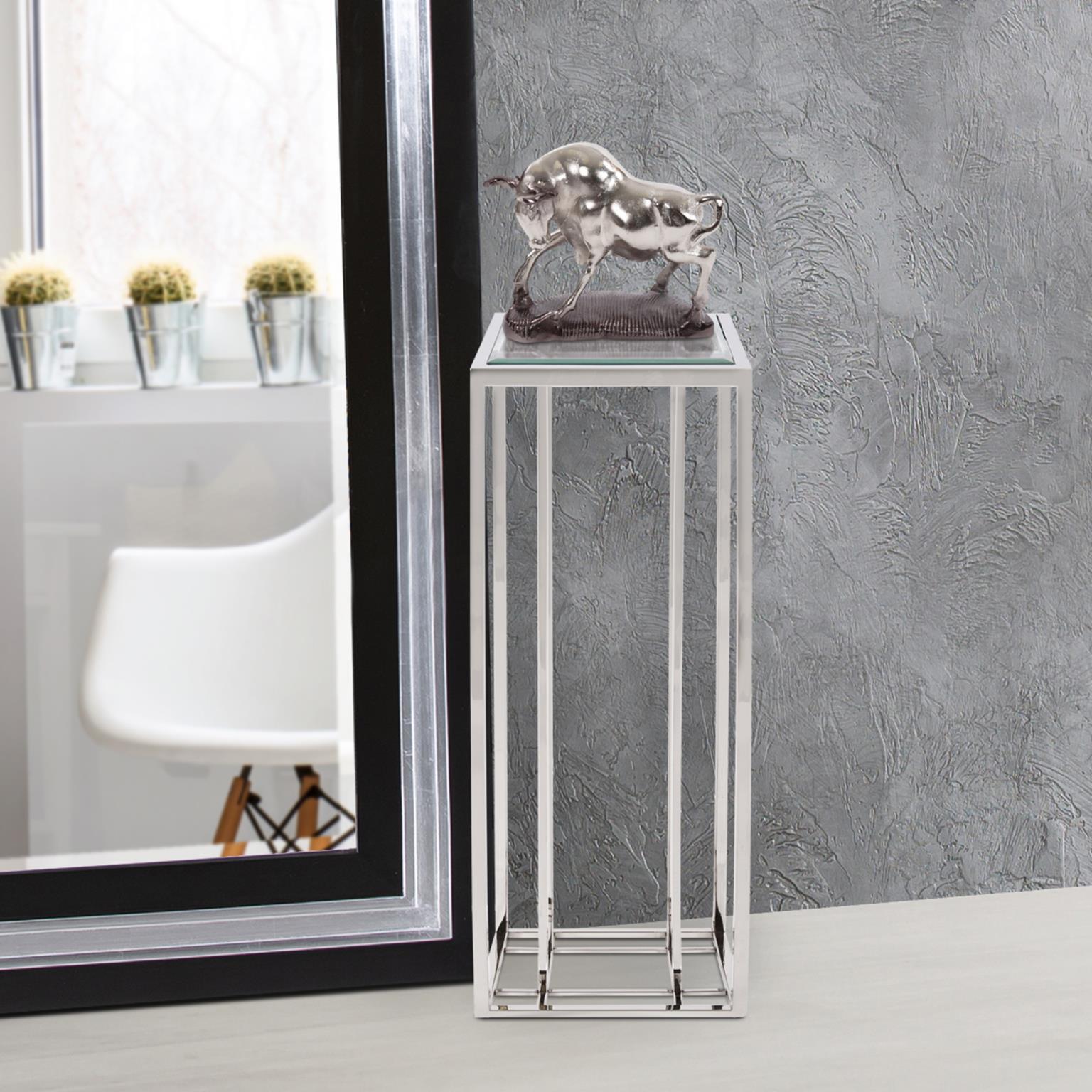 Echo 36 X 14 inch Polished Stainless Steel Pedestal Table