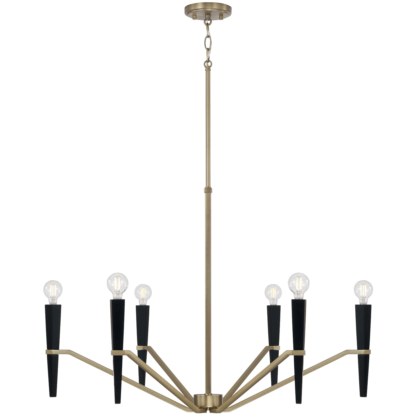 Enzo 6 Light 33 inch Aged Brass and Black Chandelier Ceiling Light