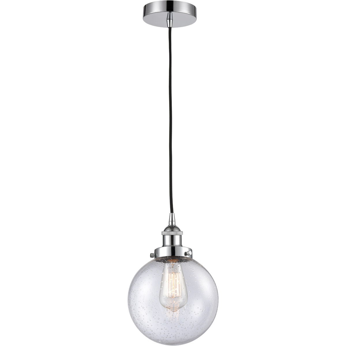 Edison Beacon LED 8 inch Polished Chrome Mini Pendant Ceiling Light