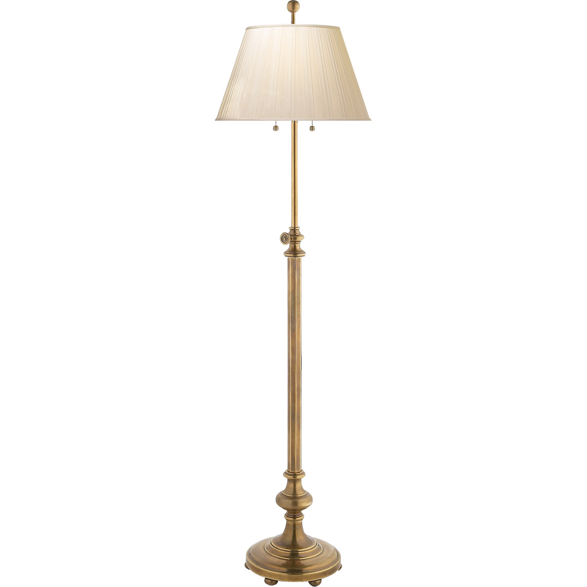 Chapman & Myers Overseas 47 inch 60 watt Antique-Burnished Brass Adjustable Club Floor Lamp Portable Light in Silk Pleat