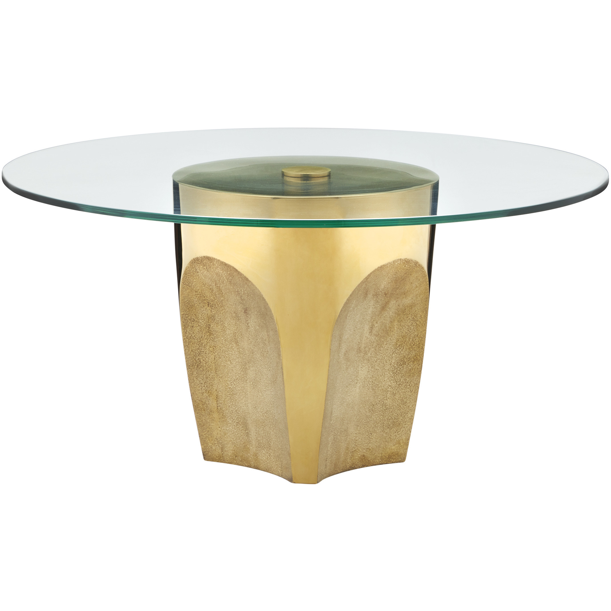 Lemy 36 inch Polished Brass and Clear Cocktail Table