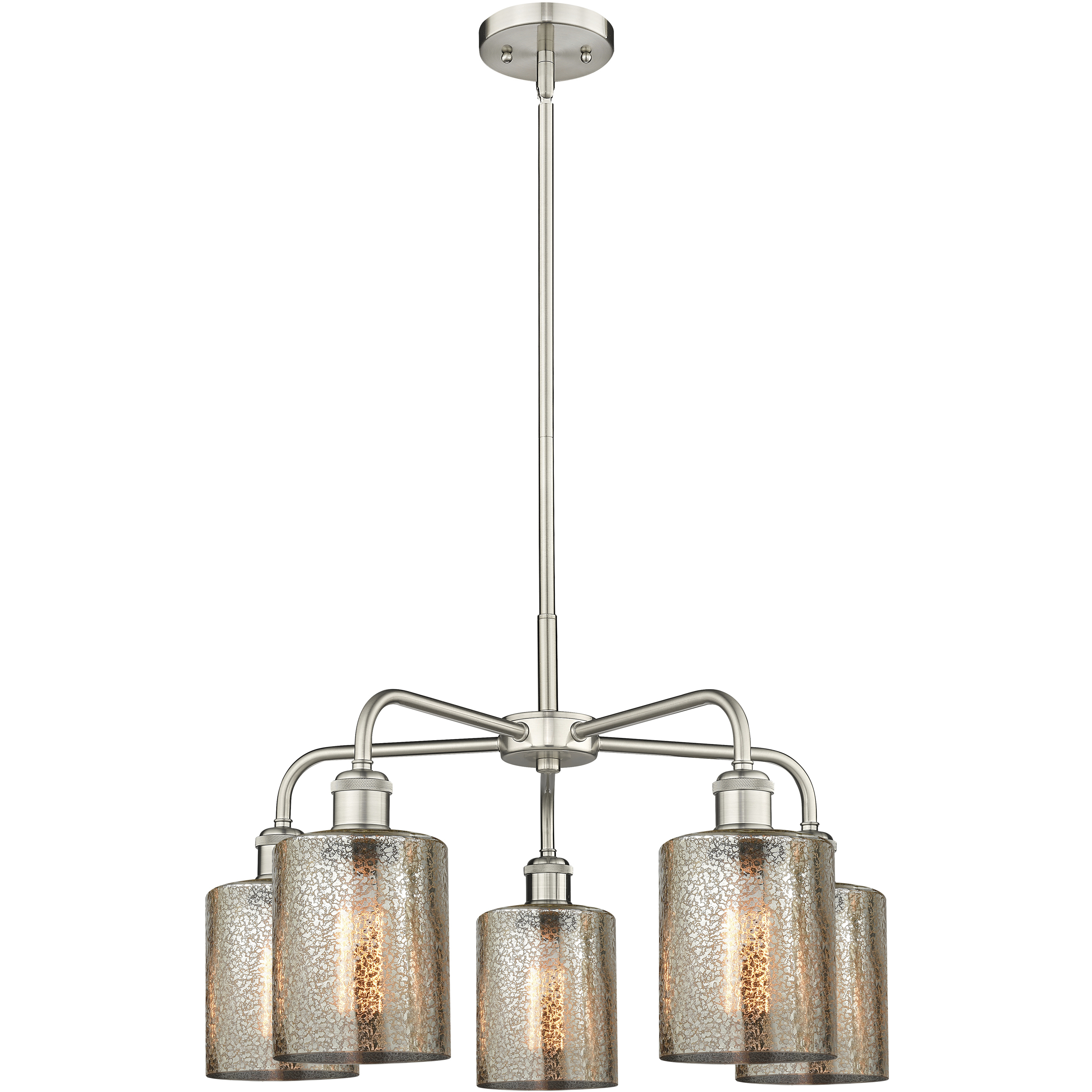 Cobbleskill 5 Light 23 inch Satin Nickel Chandelier Ceiling Light in Mercury Glass