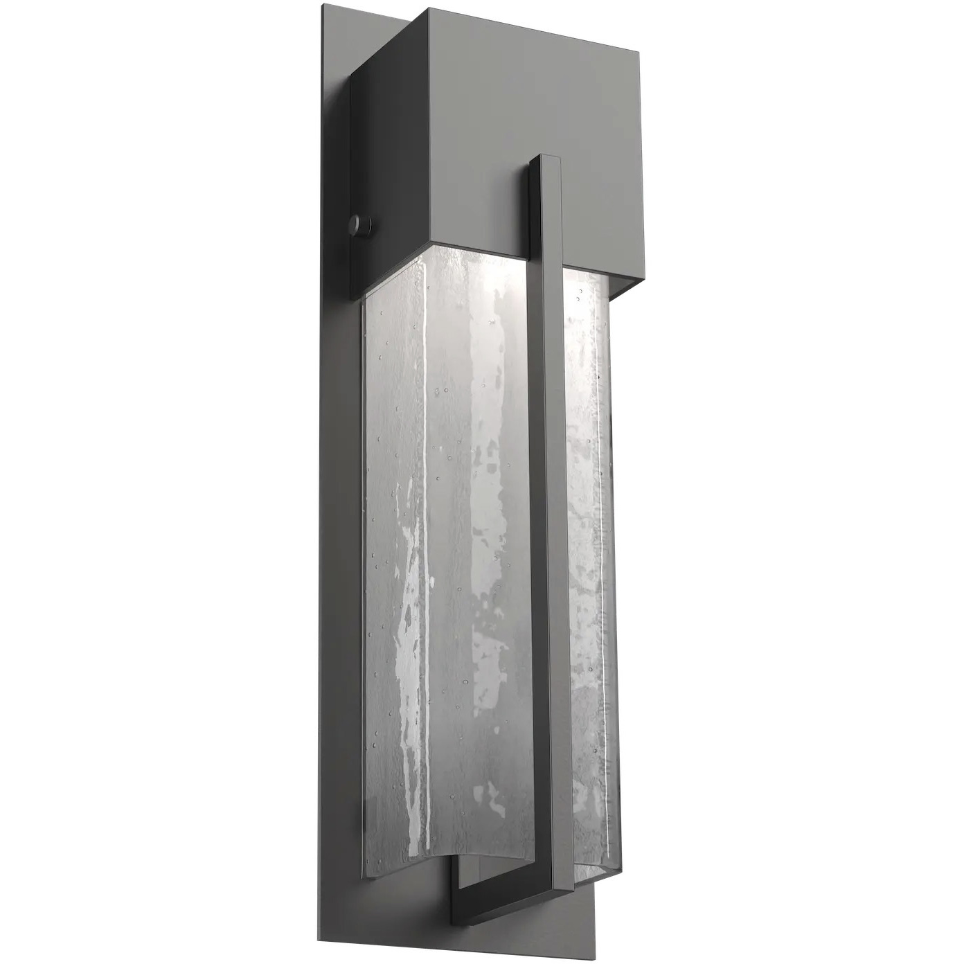Outdoor Square Motif LED Argento Grey Outdoor Sconce in Frosted Granite