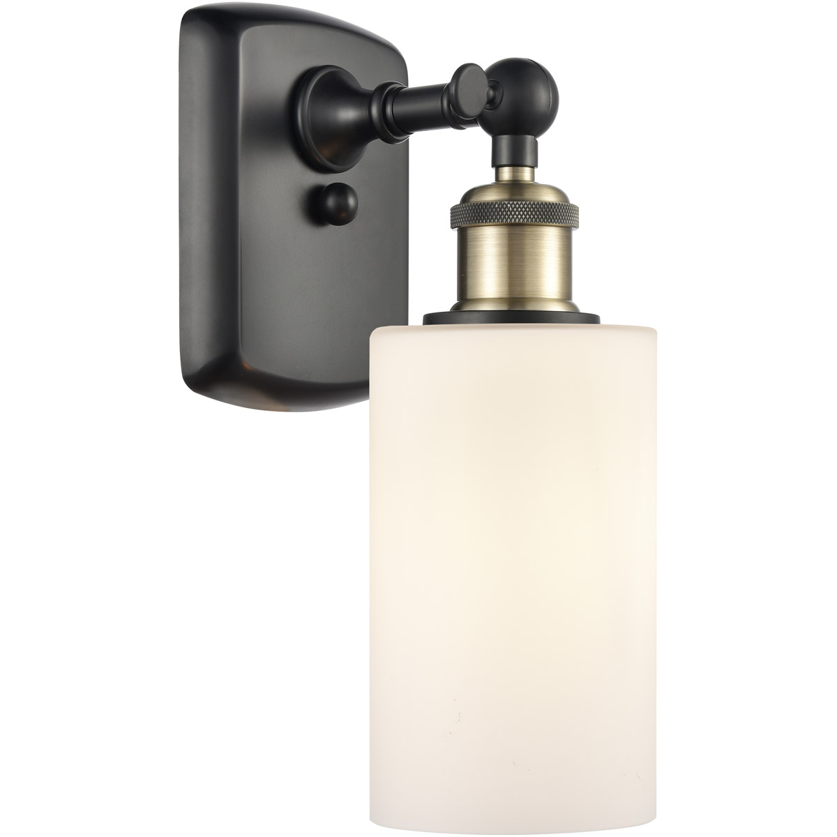 Ballston Clymer 1 Light 4 inch Black Antique Brass Sconce Wall Light in Matte White Glass, Ballston