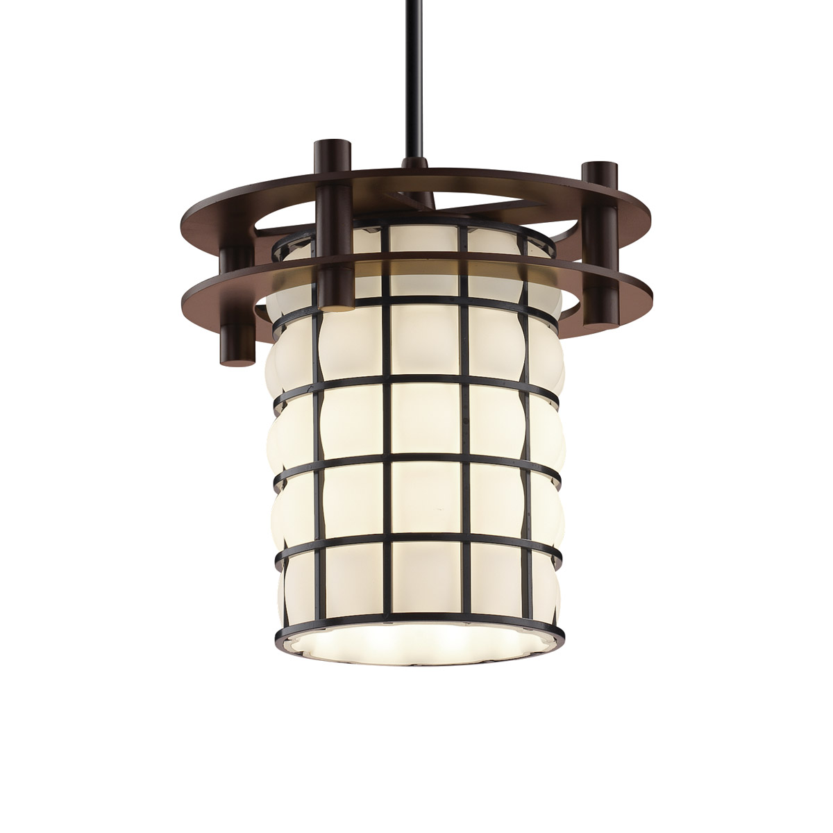 Circa 1 Light 7 inch Dark Bronze Pendant Ceiling Light in Grid with Opal, Black Cord