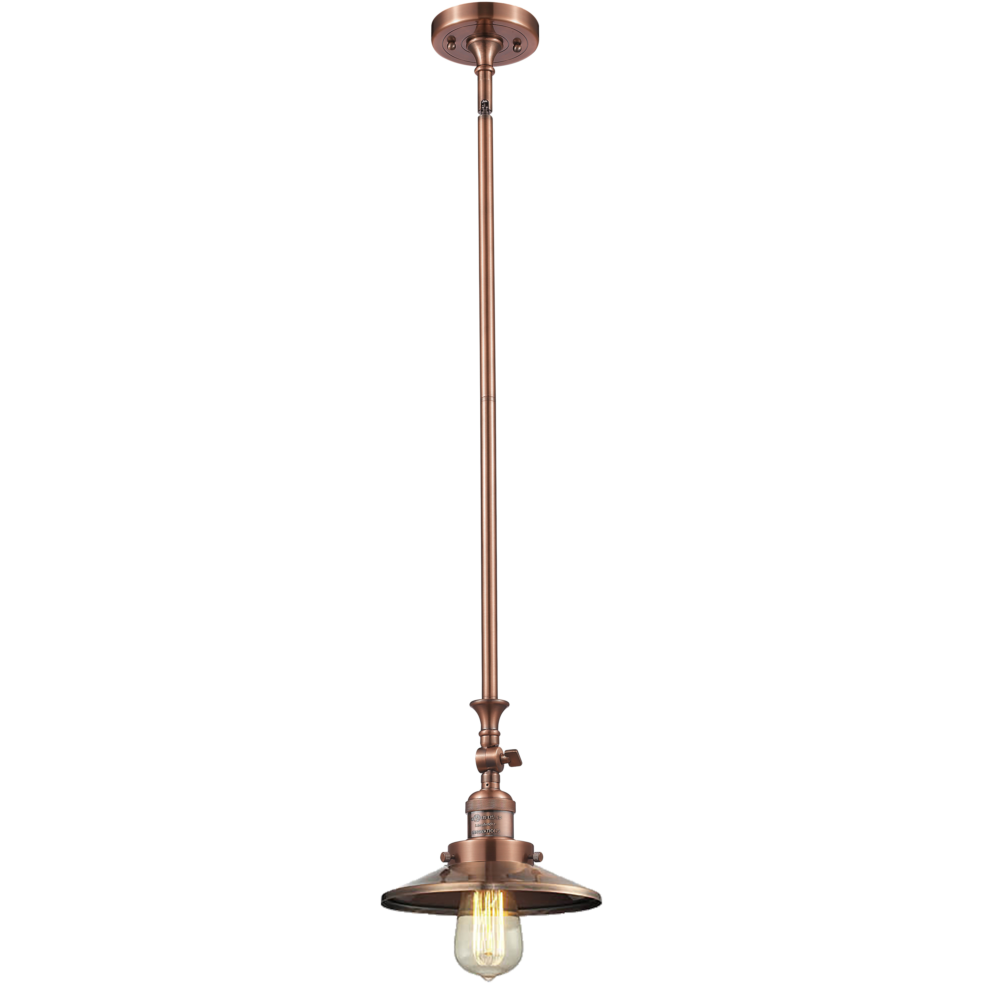 Franklin Restoration Railroad LED 8 inch Antique Copper Mini Pendant Ceiling Light, Franklin Restoration