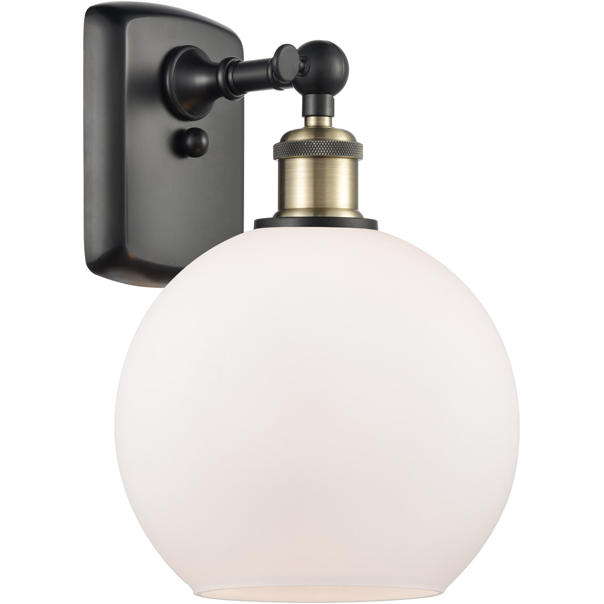 Ballston Athens 1 Light 8 inch Black Antique Brass Sconce Wall Light in Matte White Glass, Ballston