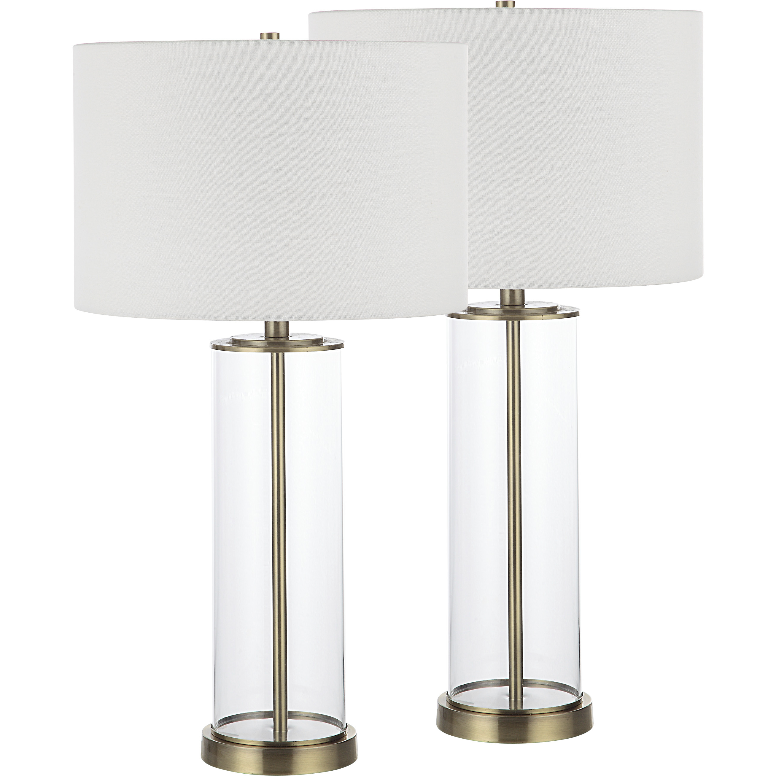 Saco 27.75 inch 100.00 watt Satin Brass and Clear Table Lamps Portable Light, Set of 2