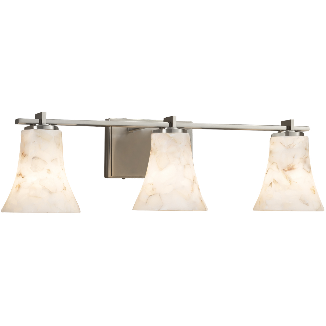 Alabaster Rocks 3 Light 26 inch Brushed Nickel Vanity Light Wall Light in LED, Round Flared
