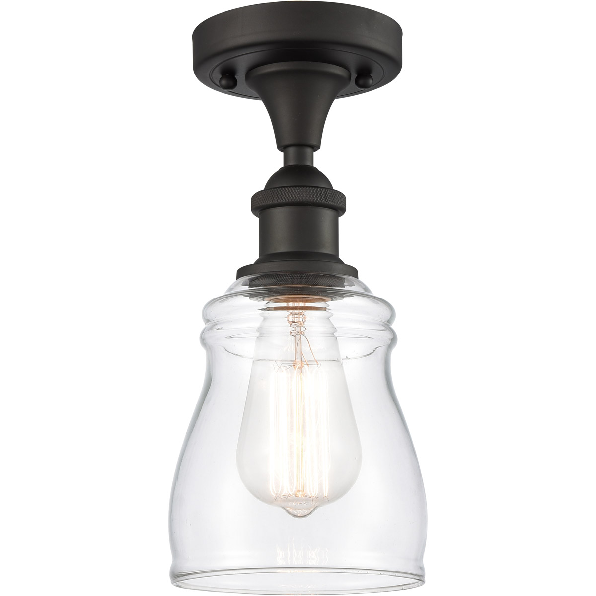 Ballston Ellery LED 5 inch Oil Rubbed Bronze Semi-Flush Mount Ceiling Light in Clear Glass, Ballston